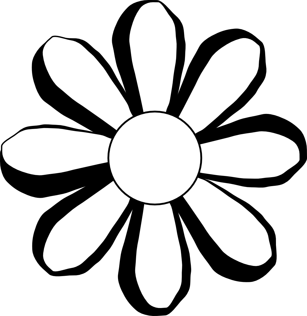 999x1029 Free Black And White Flower Outline, Download Free Clip Art, Free