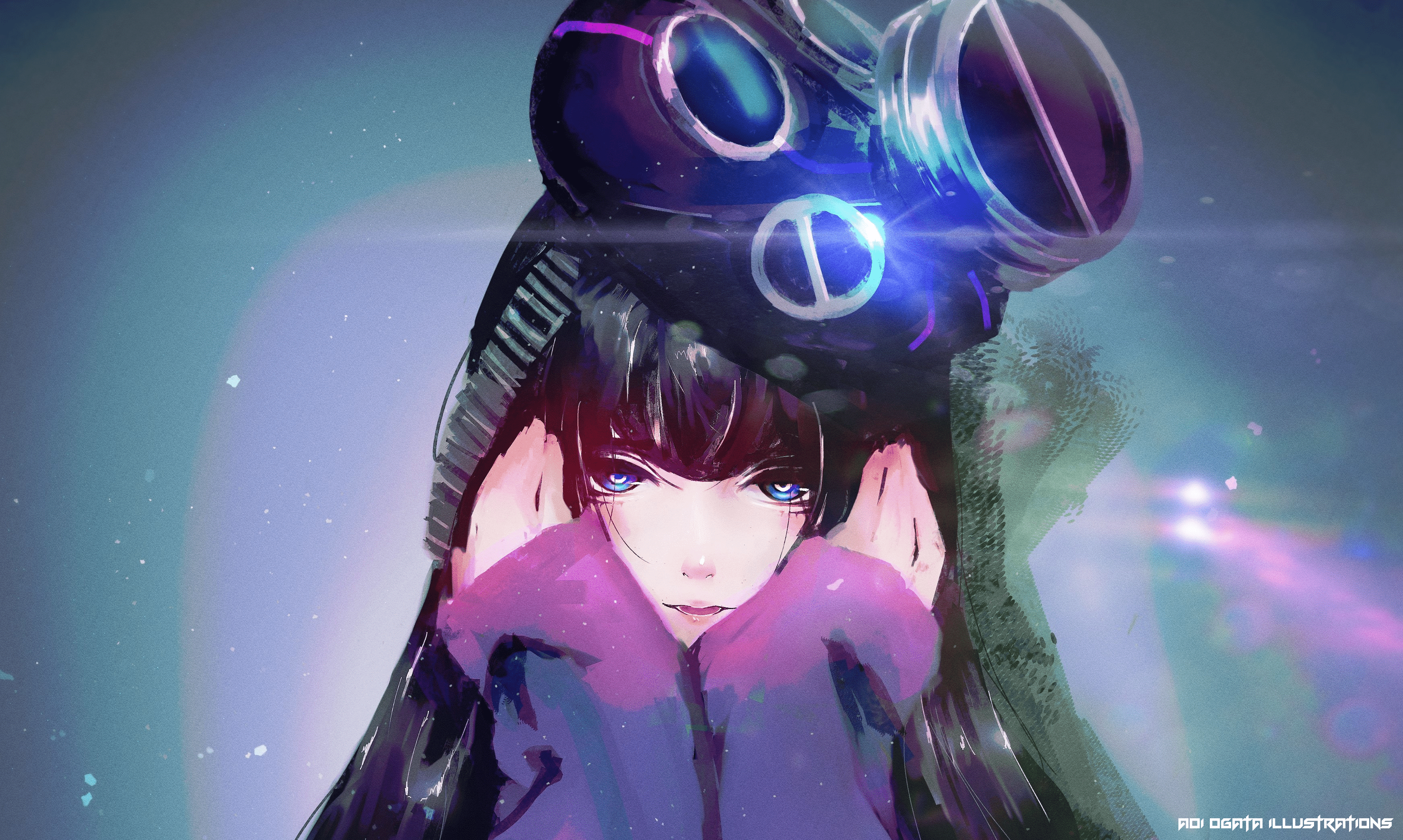 3486x2088 Mask Anime Girl Wallpaper