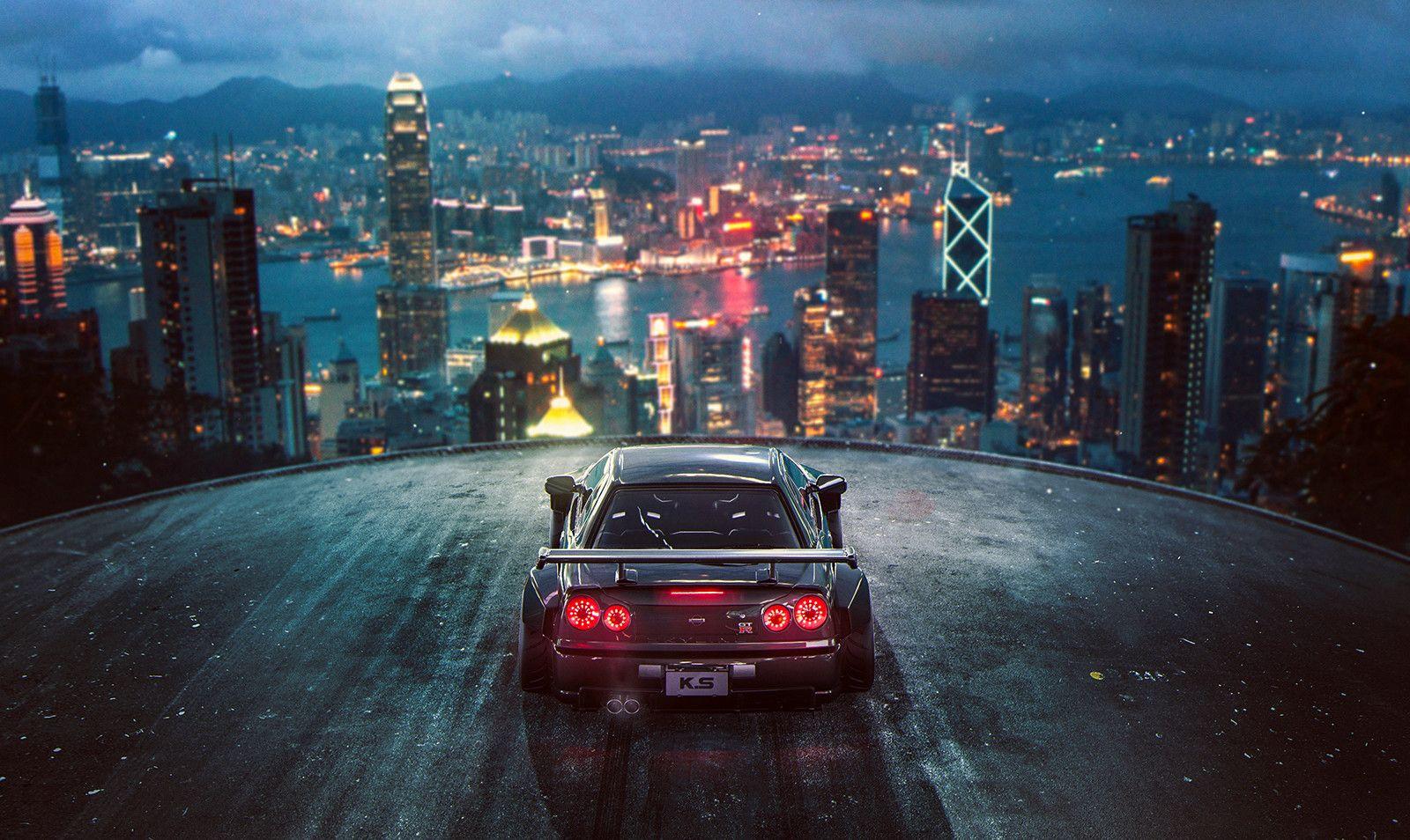1600x954 #render, #car, #Dubai, #Nissan GTR, #Khyzyl Saleem, D