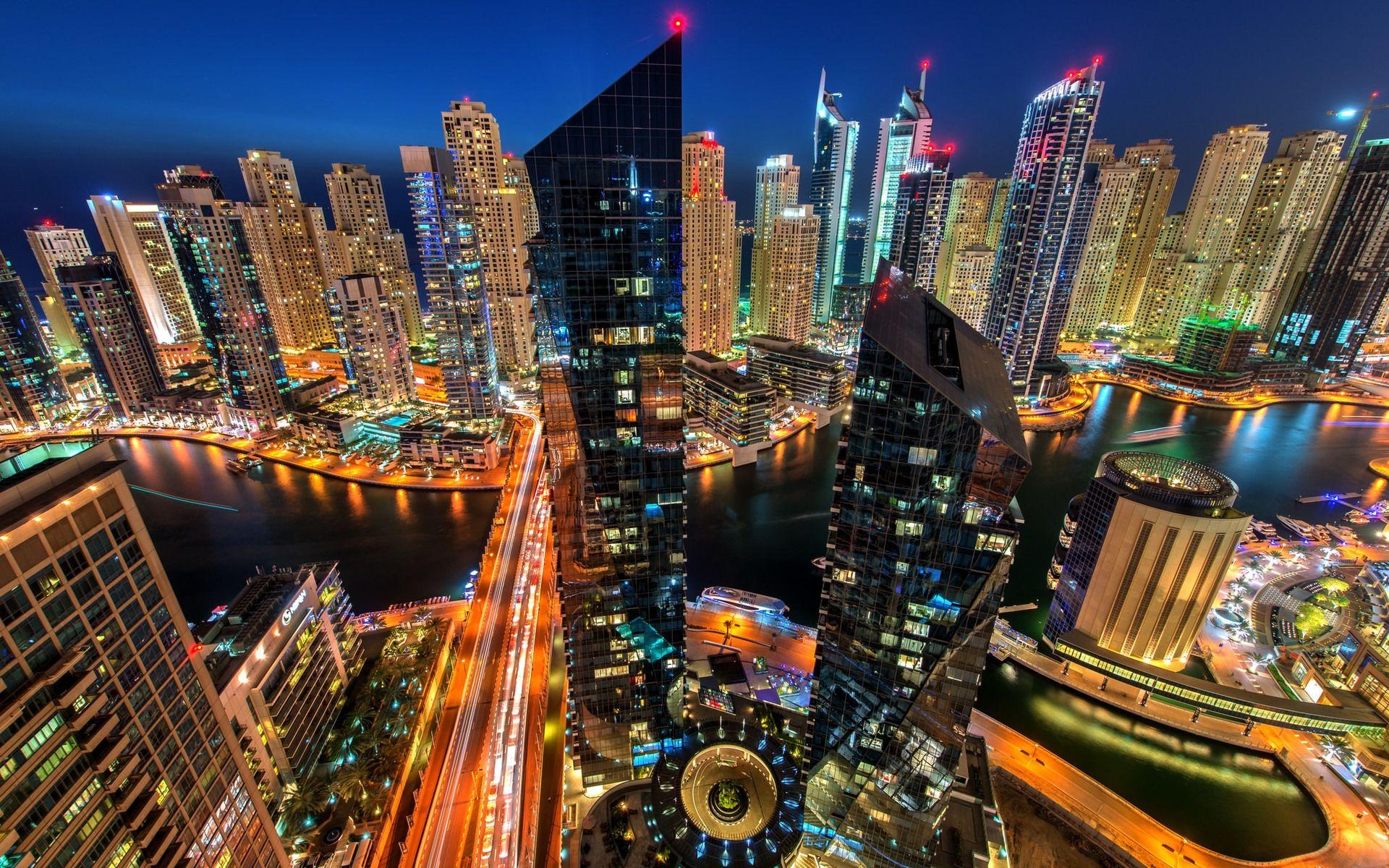 1920x1200 Night in Dubai HD Wallpaper