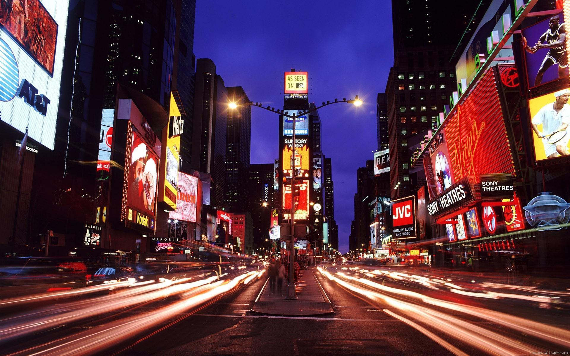 1920x1200 Wallpaper New York city street by night HD Wallpaper