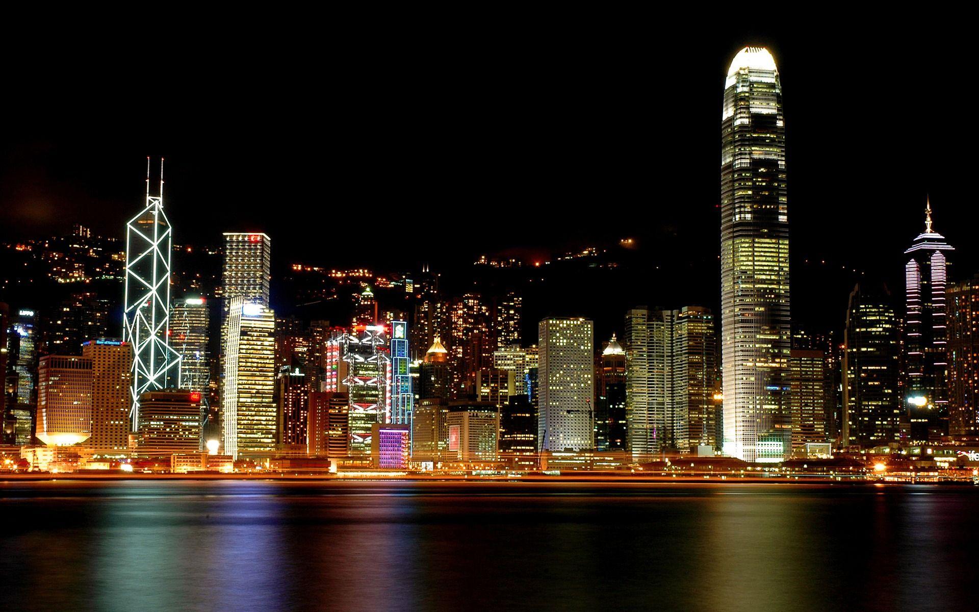 1920x1200 Hong kong at night wallpaper. Wallpaper Wide HD