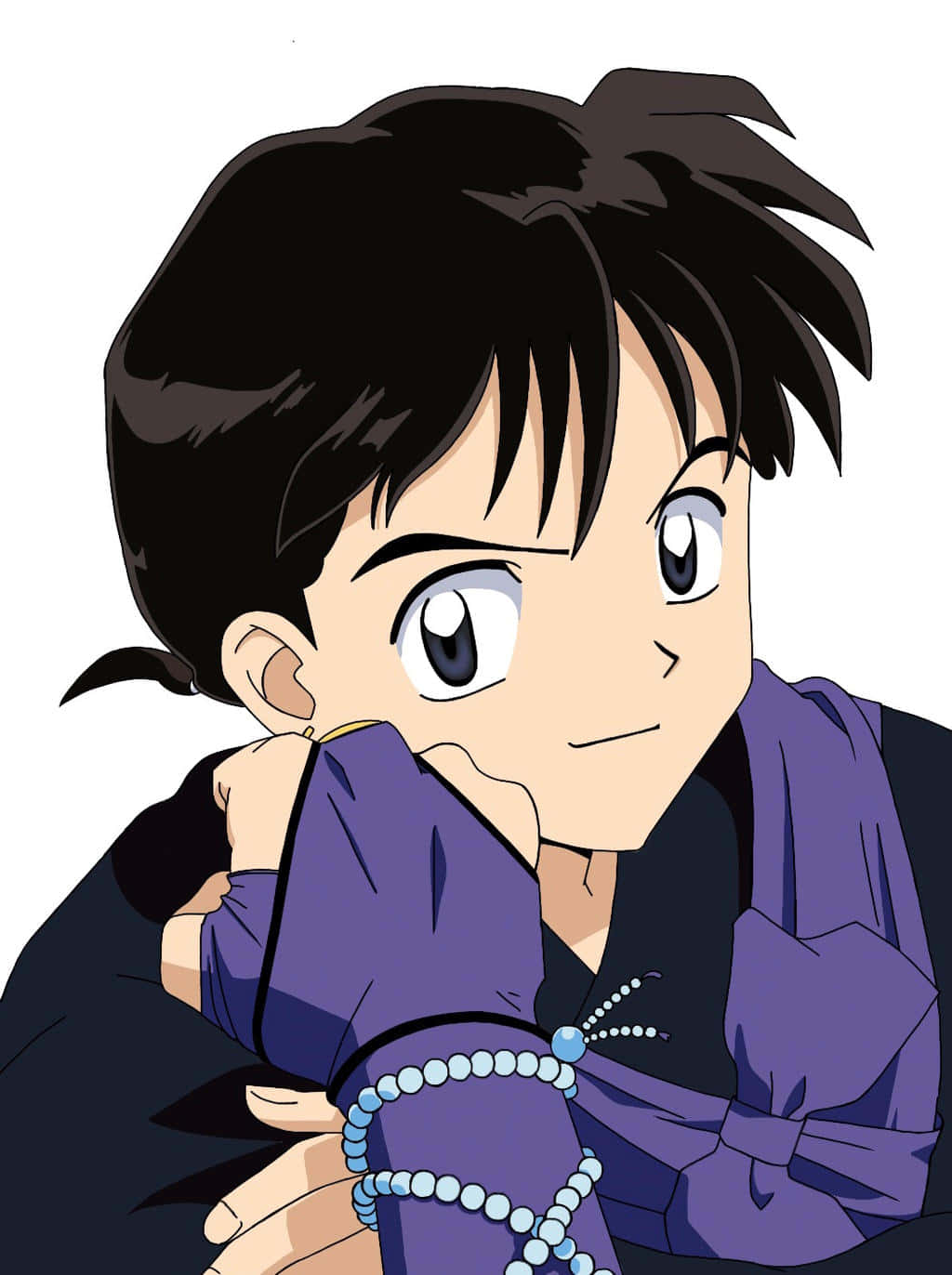 1024x1372 Download Miroku, the wise monk from InuYasha anime series, standing tall against a captivating sky. Wallpaper