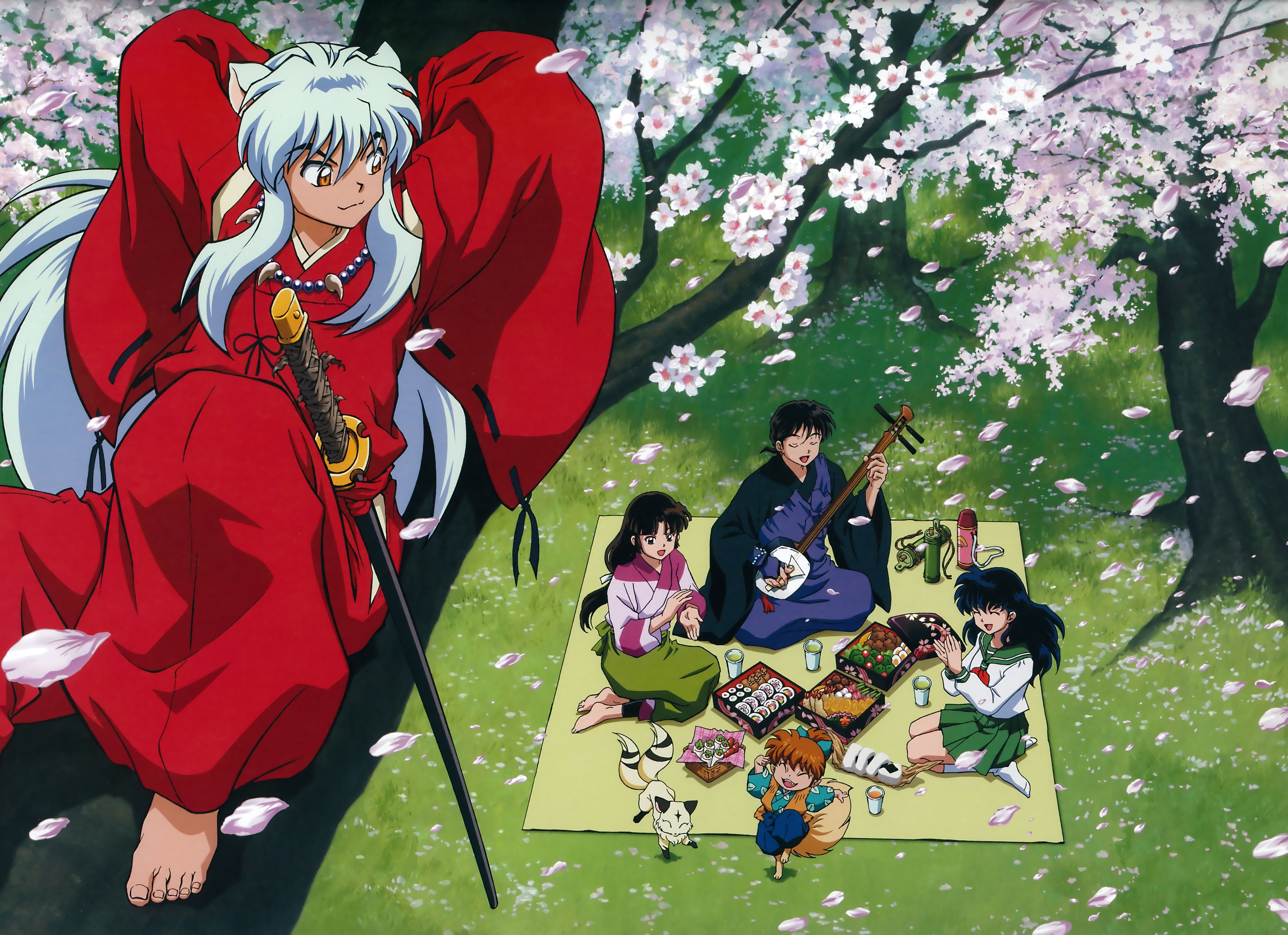 6954x5052 Wallpaper kagome, Kirara, InuYasha, Sango, Shippo, Miroku for mobile and desktop, section прочее, resolution 6954x5052