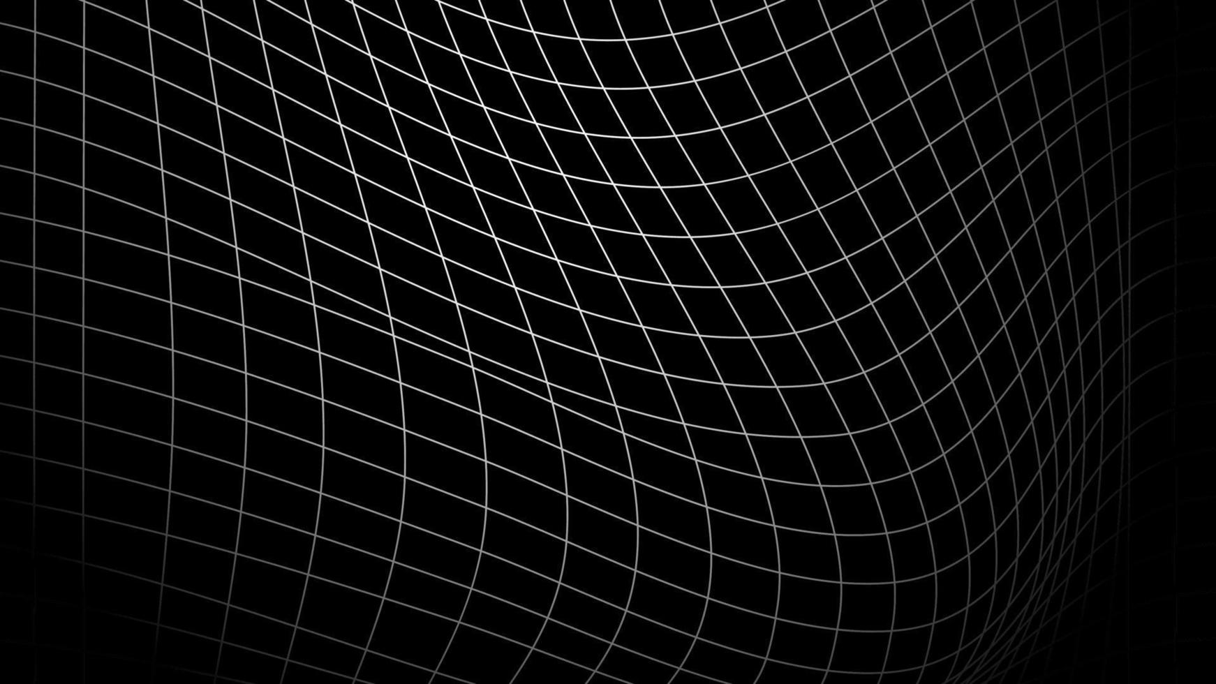 1742x980 Perspective wafy flowed grid lines on black background. Design for technology, network, illustration, construction, and digital data visualization