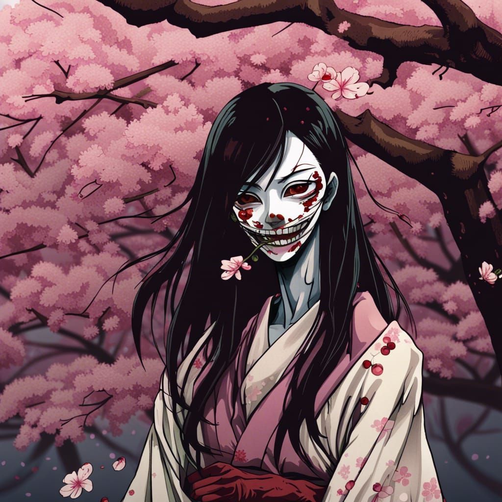 1024x1024 Kuchisake Onna By Cherry Tree: Japanese Horror
