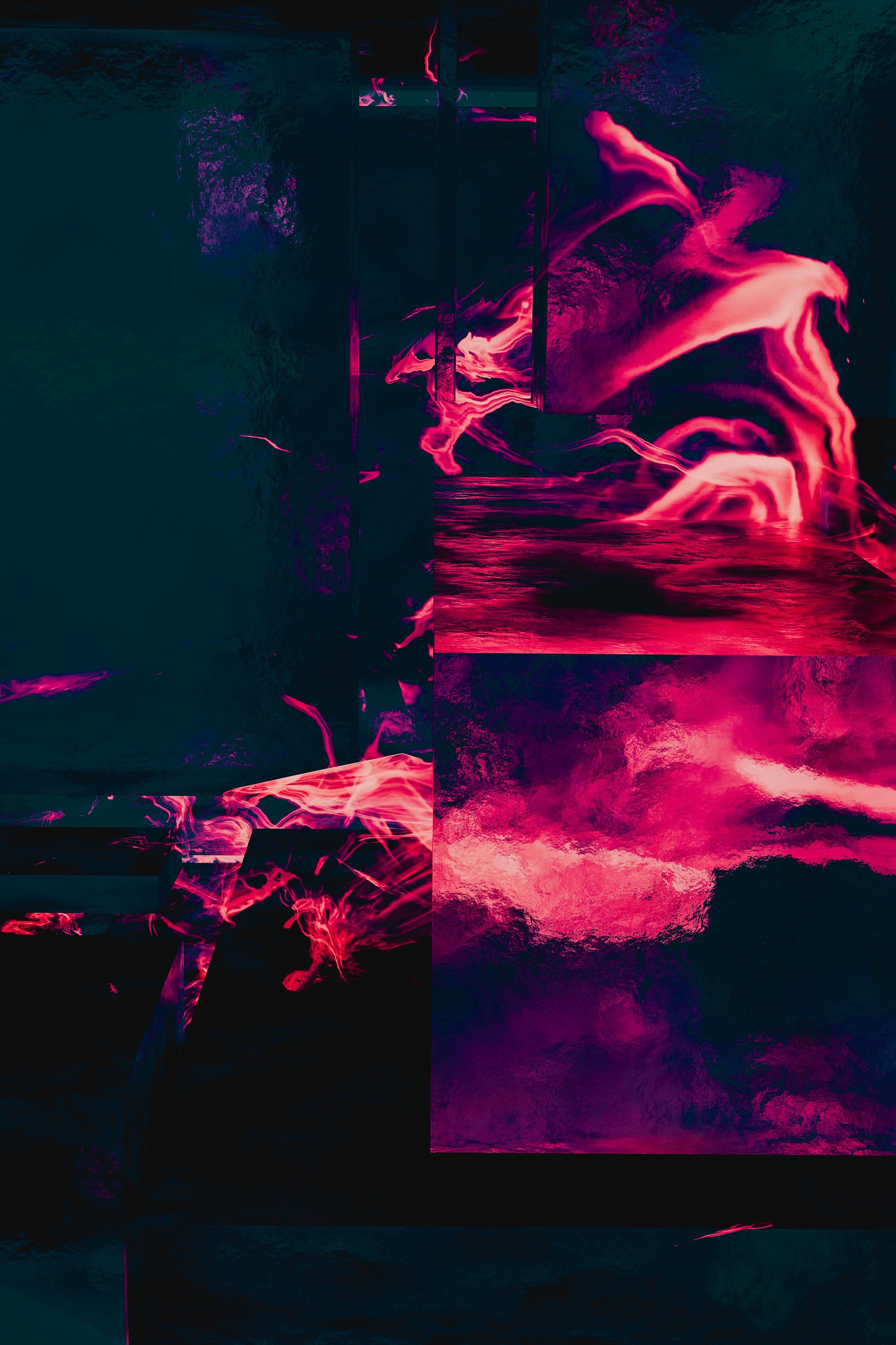 3000x4500 A picture of a fire hydrant that is red and purple photo