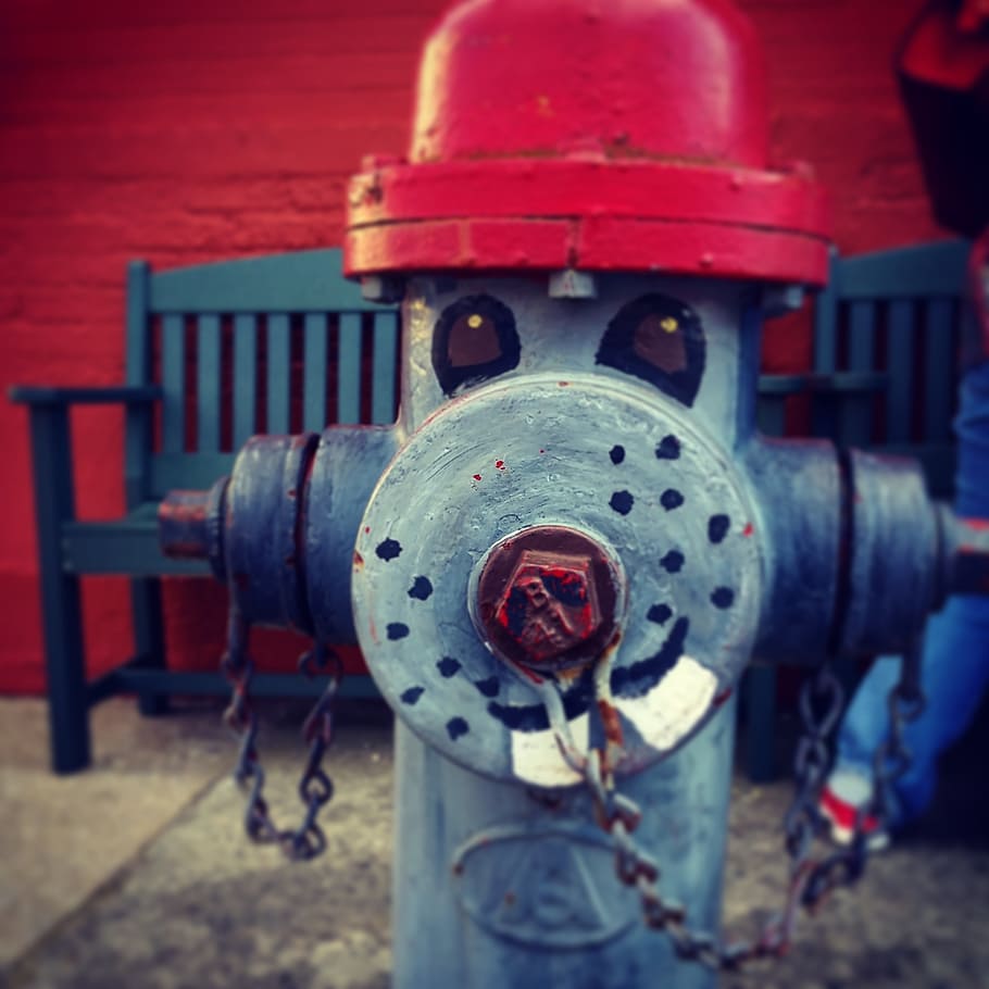 910x910 HD wallpaper: fire hydrant, red, safety, city, service, smile, art, faces