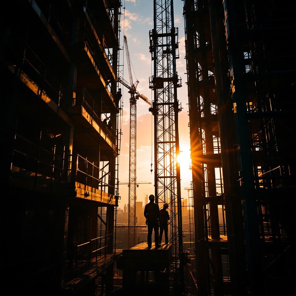 1024x1024 Free Construction Golden Hour Image, Sunset, Silhouette