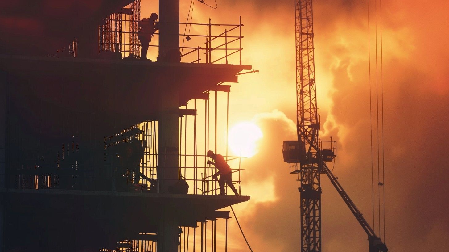 1456x816 Free Sunset Construction Silhouettes Image, Construction, Silhouette