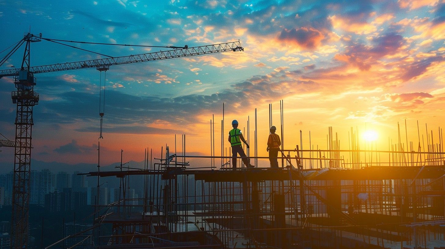 1456x816 Free Construction Sunset Silhouette Image, Sunset, Silhouette