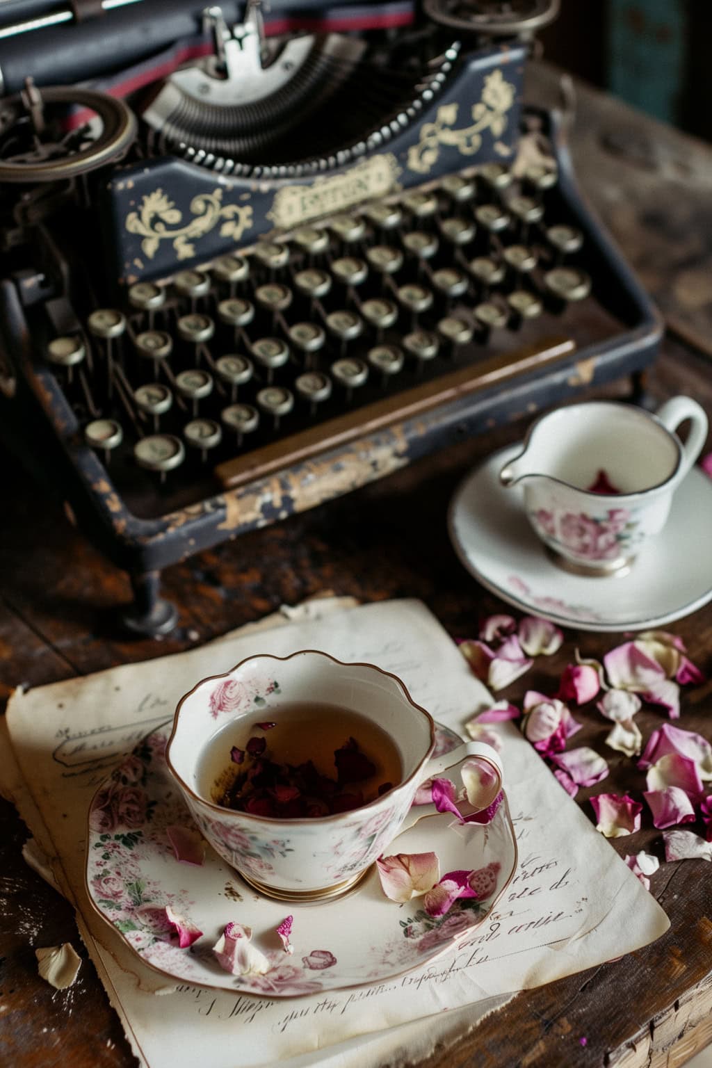 1024x1536 Vintage Writing Tools And A Cup Of Tea For A Creative Break