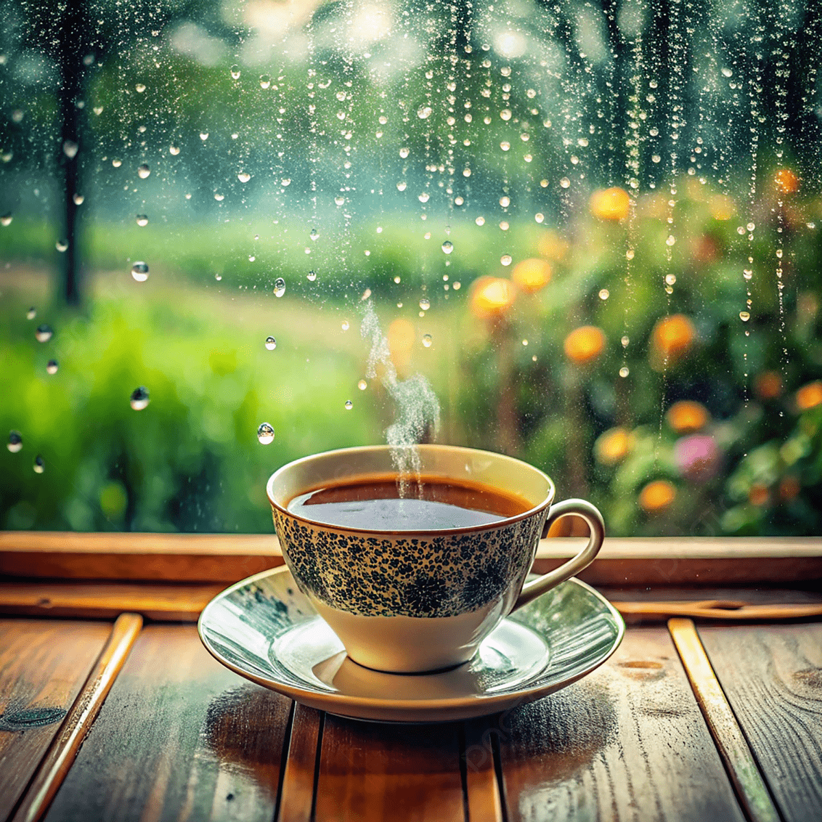 1200x1200 A Warm Cup Of Tea By The Window During Rain Shower, Raindrops, Tea, Tea Cup Background Image And Wallpaper for Free Download