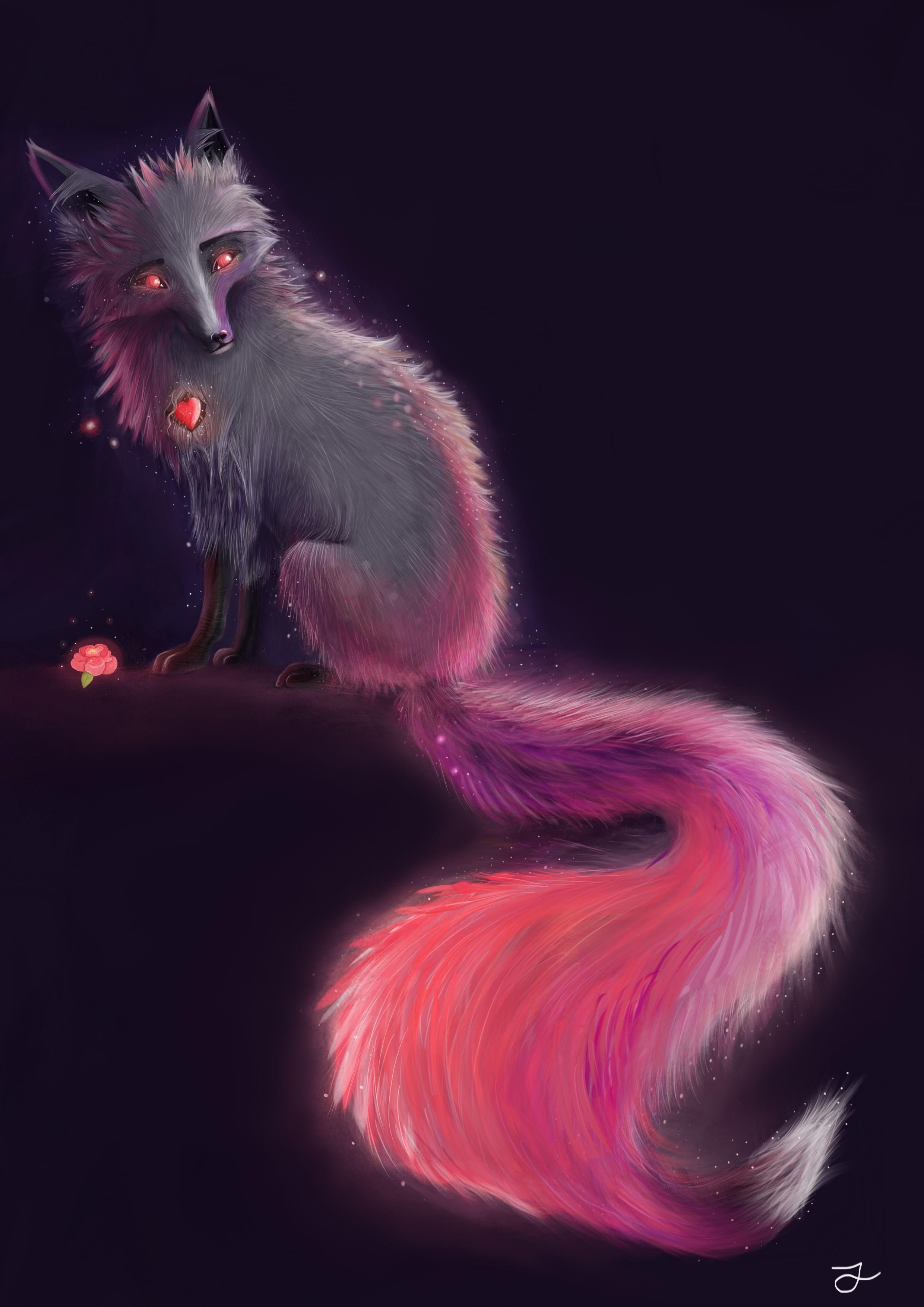 2480x3508 Neon fox. Art by Iva Trstenjak. Fox illustration, Fox art, Cute fox