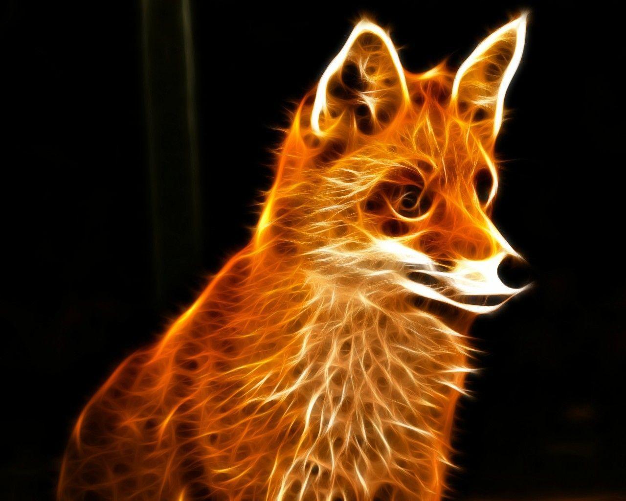 1280x1024 electric fox. Fox image, Fractals, Fractal art