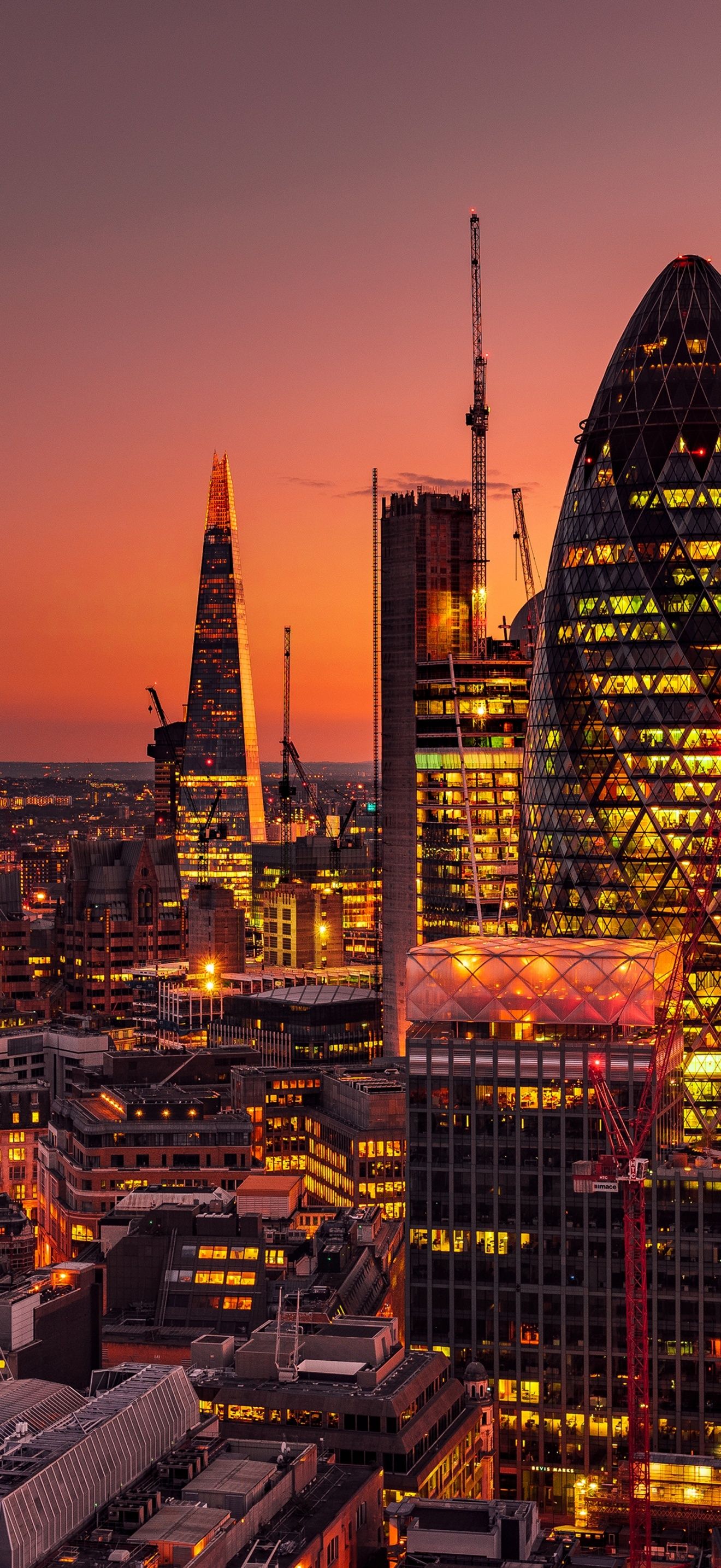 1320x2868 Cityscape City Lights Sunset Dawn Skyscrapers London 5K London England Sunrise