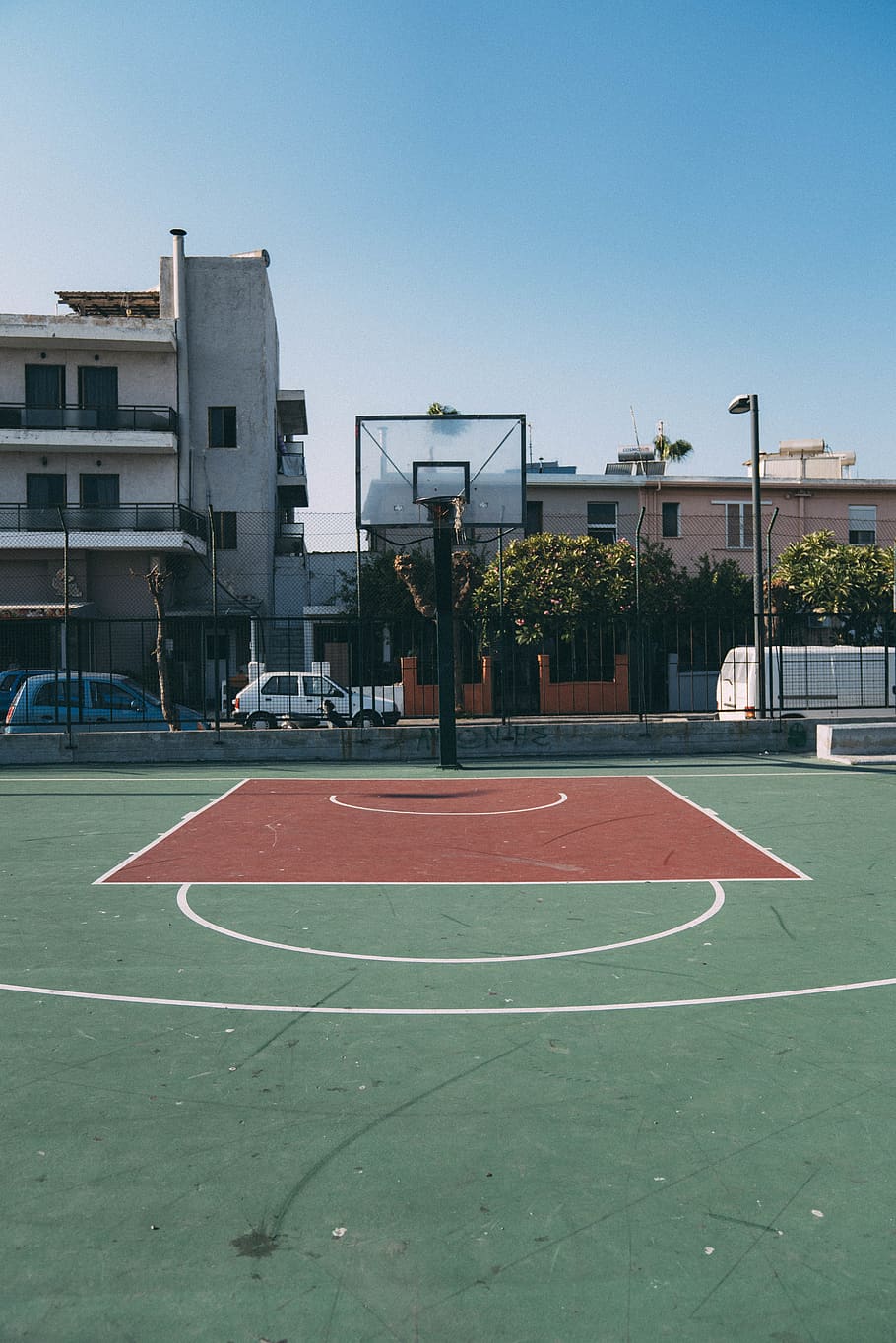 910x1364 HD wallpaper: empty outdoor basketball court during daytime, sport, architecture