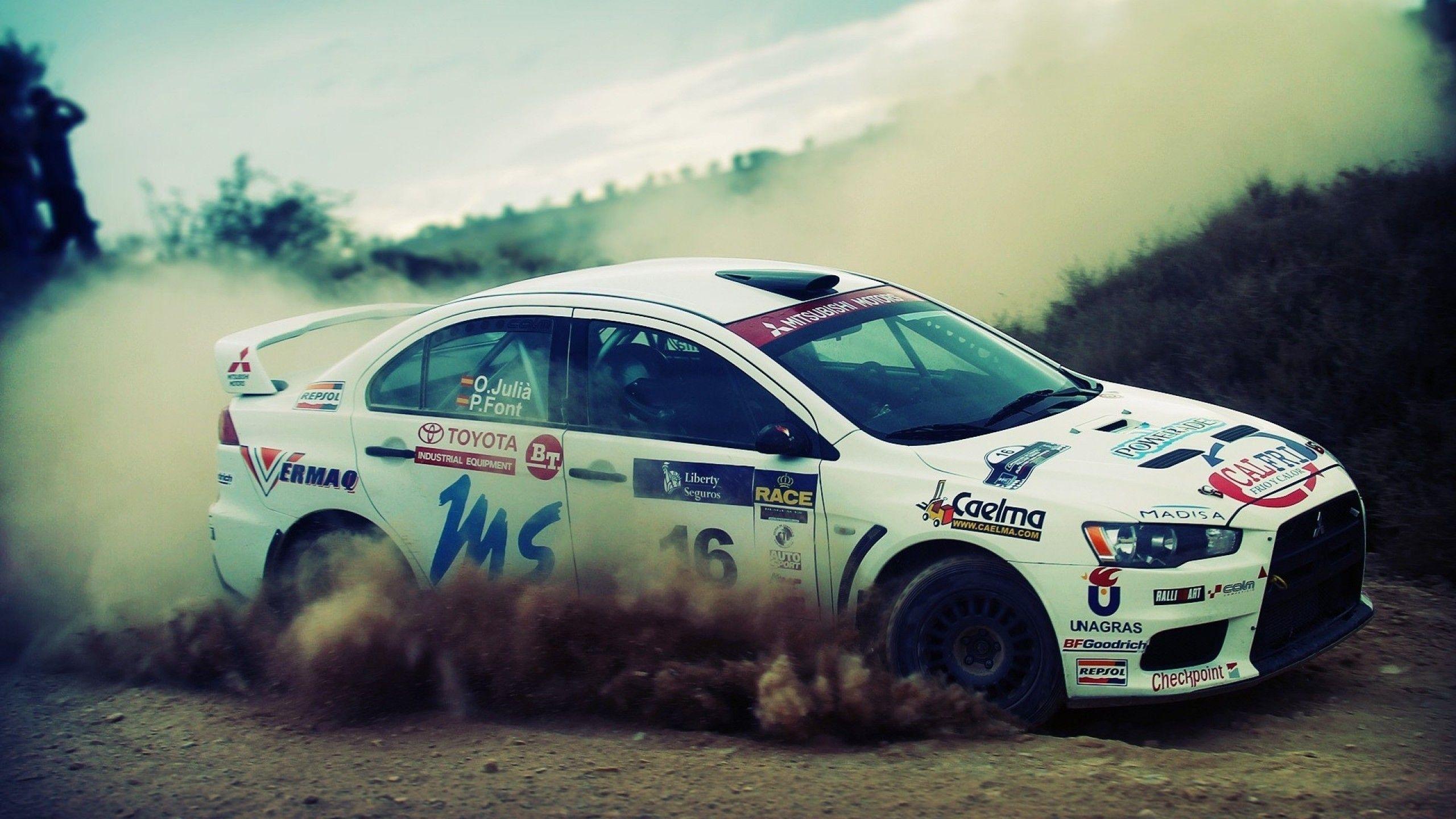 2560x1440 Download 2560x1440 Racing Cars, Drifting, Rally, Dust, Mitsubishi