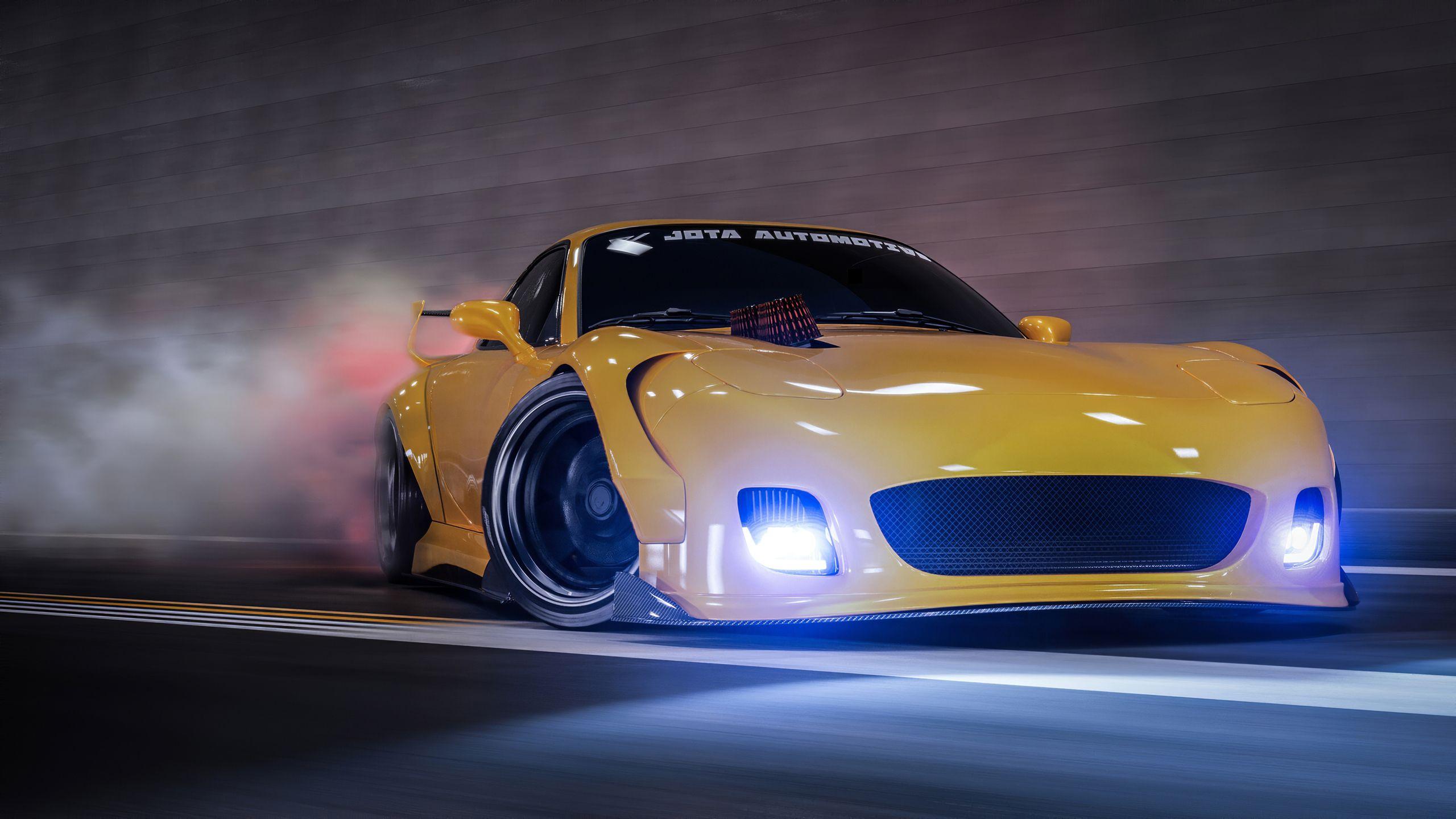 2560x1440 Yellow Mazda Rx7 Drifting 4k 1440P Resolution HD 4k