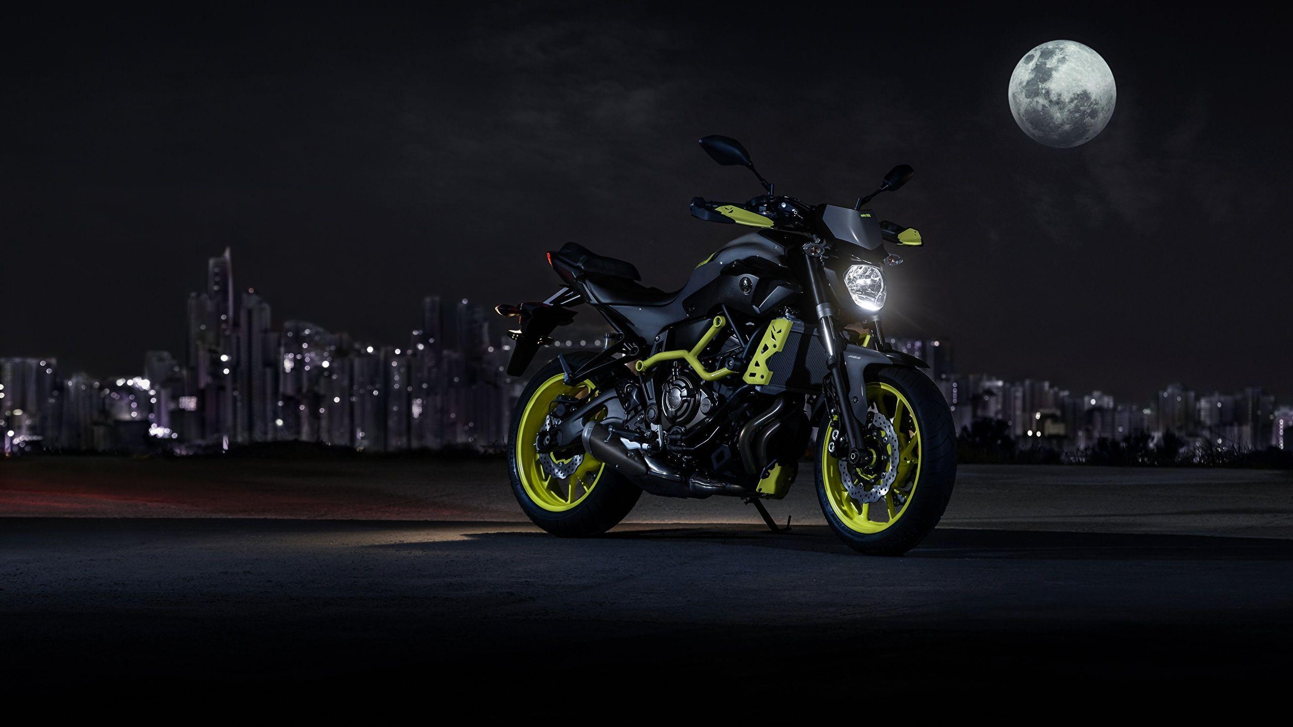 2560x1440 Wallpaper Yamaha 2017 MT 07 Moto Cage Motorcycle Moon 2560x1440