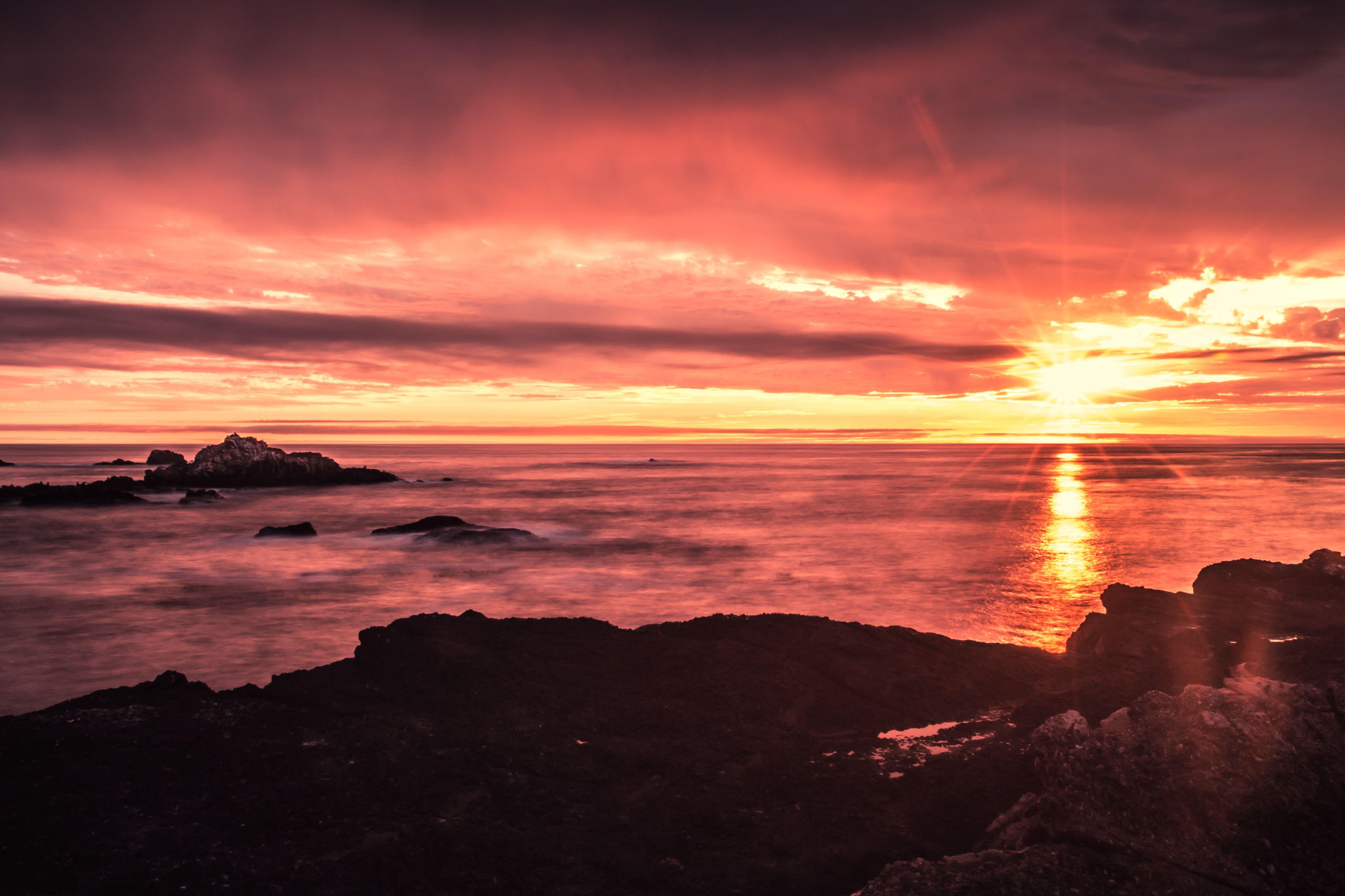 5117x3411 HD Wallpaper: Point Lobos Sea Lion Point sunset Carmel, CA