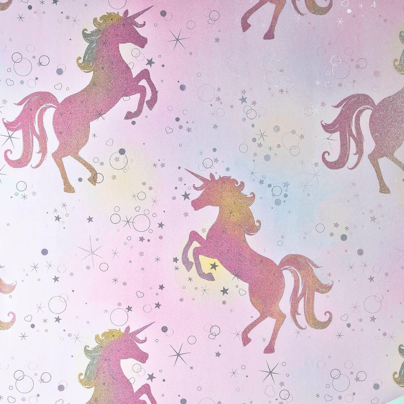 1600x1600 BE DAZZLED DANCING UNICORN WALLPAPER RAINBOW M1423