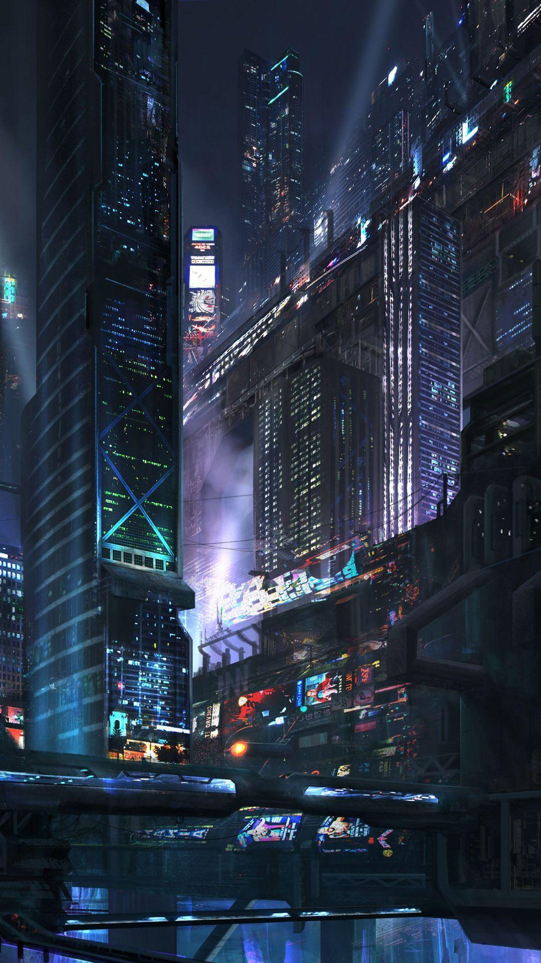 Download Futuristic City Artwork Cyberpunk iPhone X Wallpaper  Wallpapers com