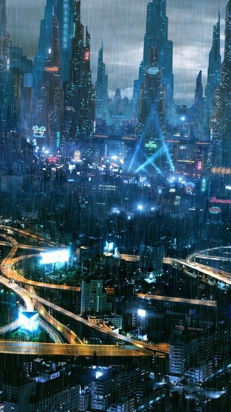 Download Futuristic City Artwork Cyberpunk iPhone X Wallpaper  Wallpapers com