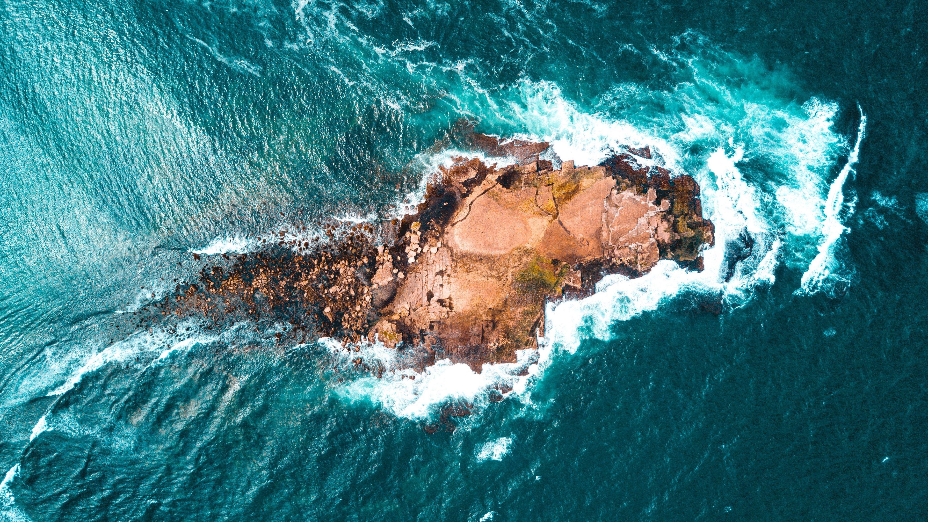 3840x2160 Wallpaper 4k ocean, stones, surf, top view 4k Ocean, Stones, surf