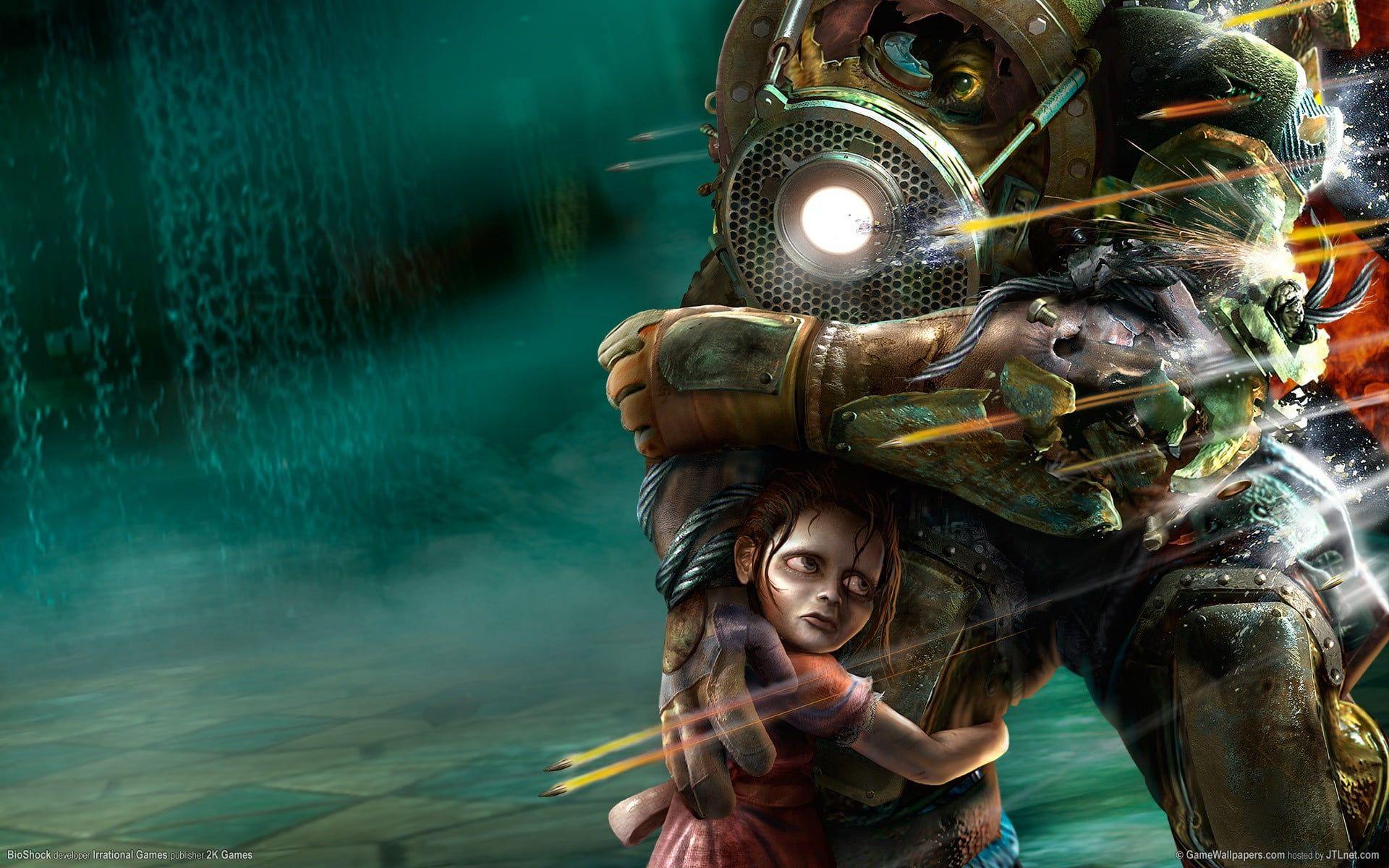 1920x1200 Game application, BioShock, Big Daddy, Little Sister, video games