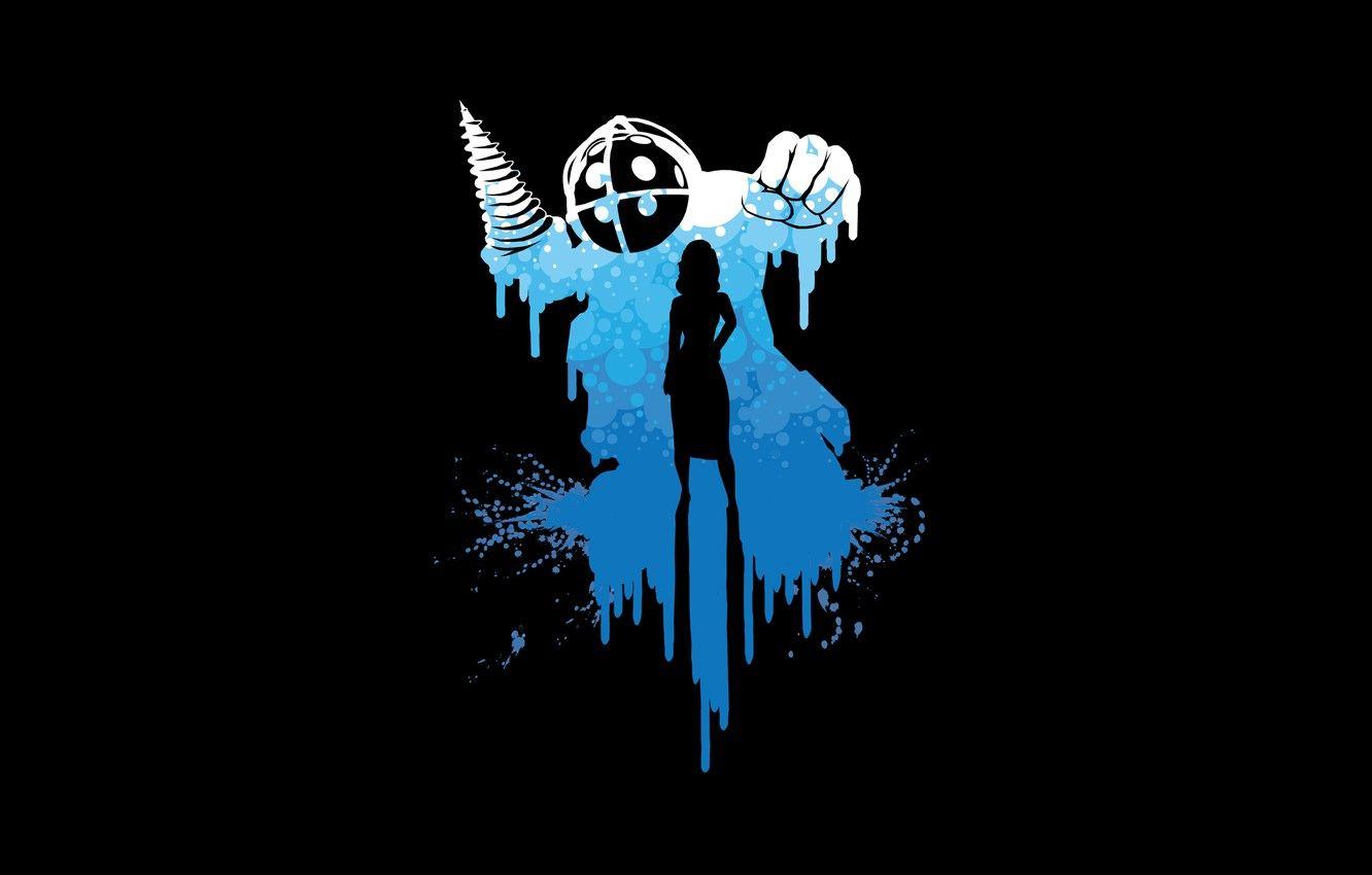 1332x850 Wallpaper water, girl, minimalism, silhouette, BioShock, bioshok, Elizabeth, Big Daddy image for desktop, section минимализм