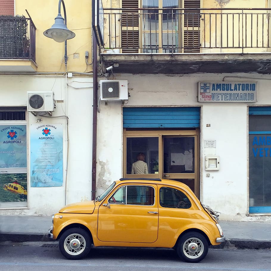 910x910 HD wallpaper: photo of yellow beetle car on road, street, havana