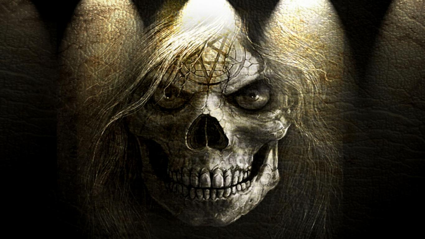 1366x768 Free 3D Skull Wallpaper