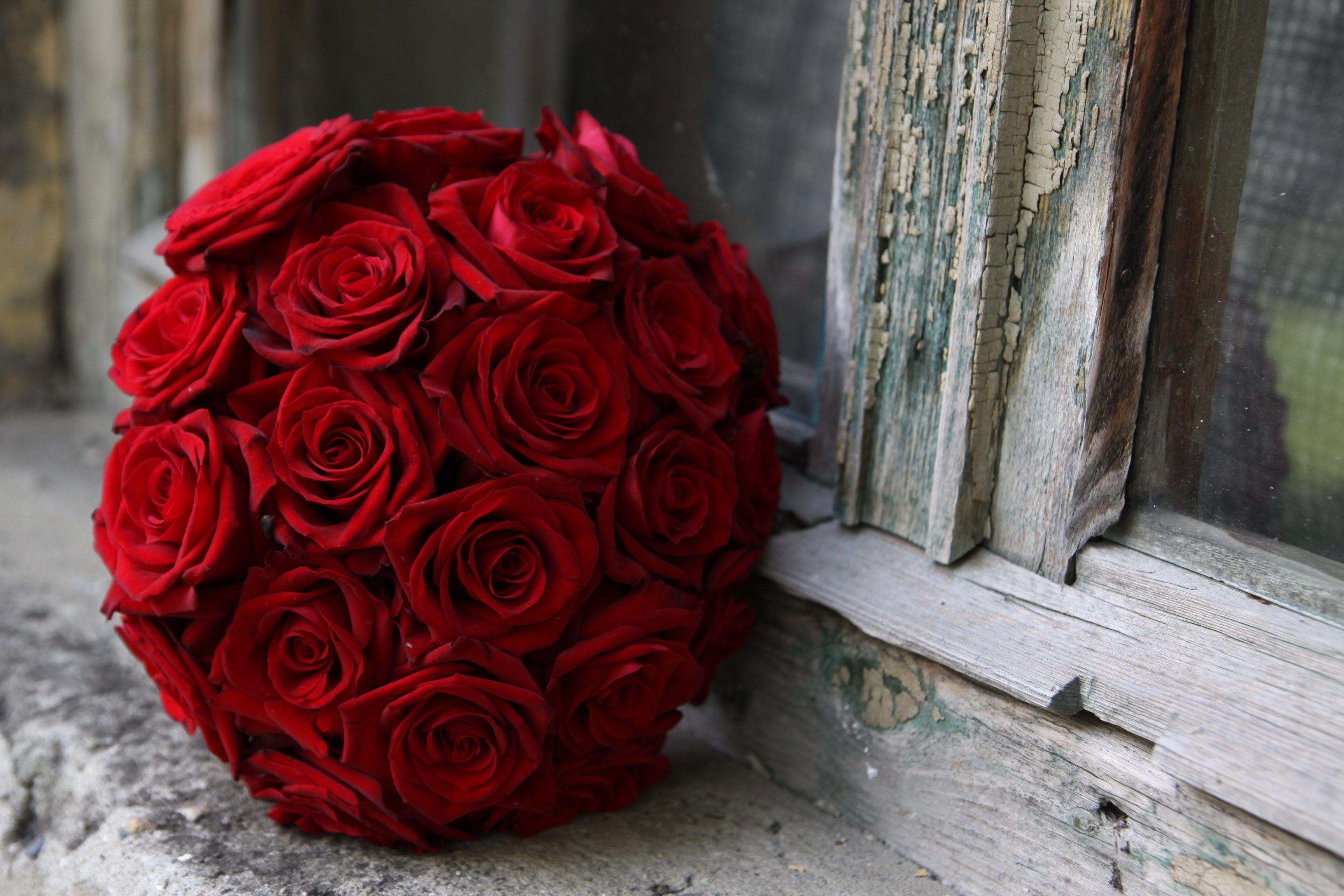 3456x2304 Red Roses On An Old Windowsill Flowers Wallpaper HD