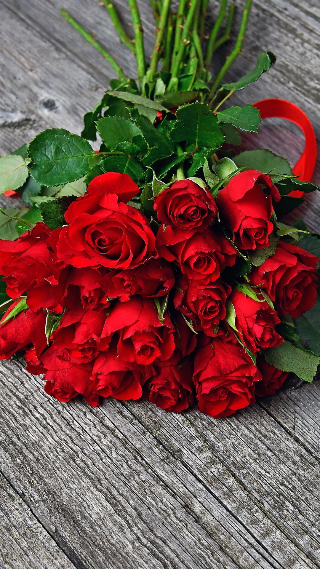 1080x1920 Romantic, red roses, flowers Wallpaper. Red flower bouquet, Red
