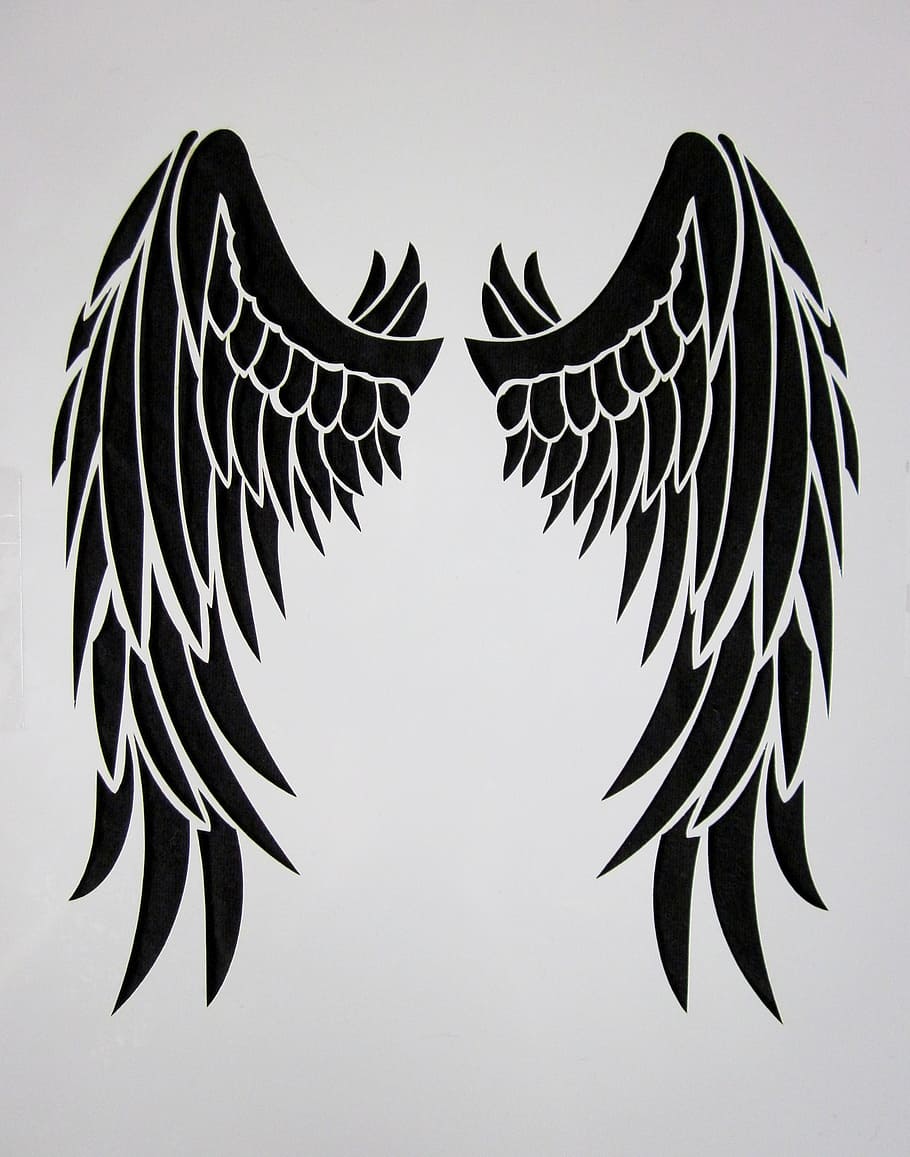 910x1157 HD wallpaper: black Angel wing painting, feather, bird, black wings, black engel