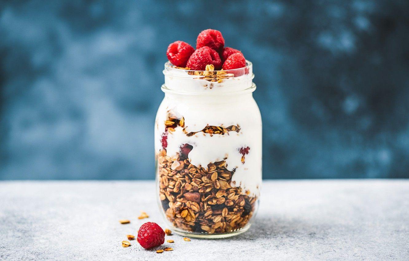 1332x850 Wallpaper berries, raspberry, table, food, Bank, cereals, dessert