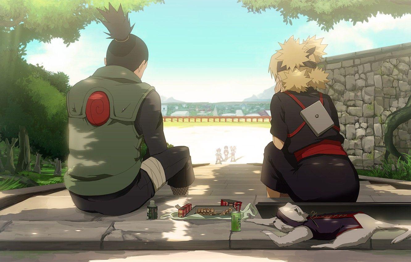 1332x850 Wallpaper naruto, anime, art, Temari, Shikamaru, weasel