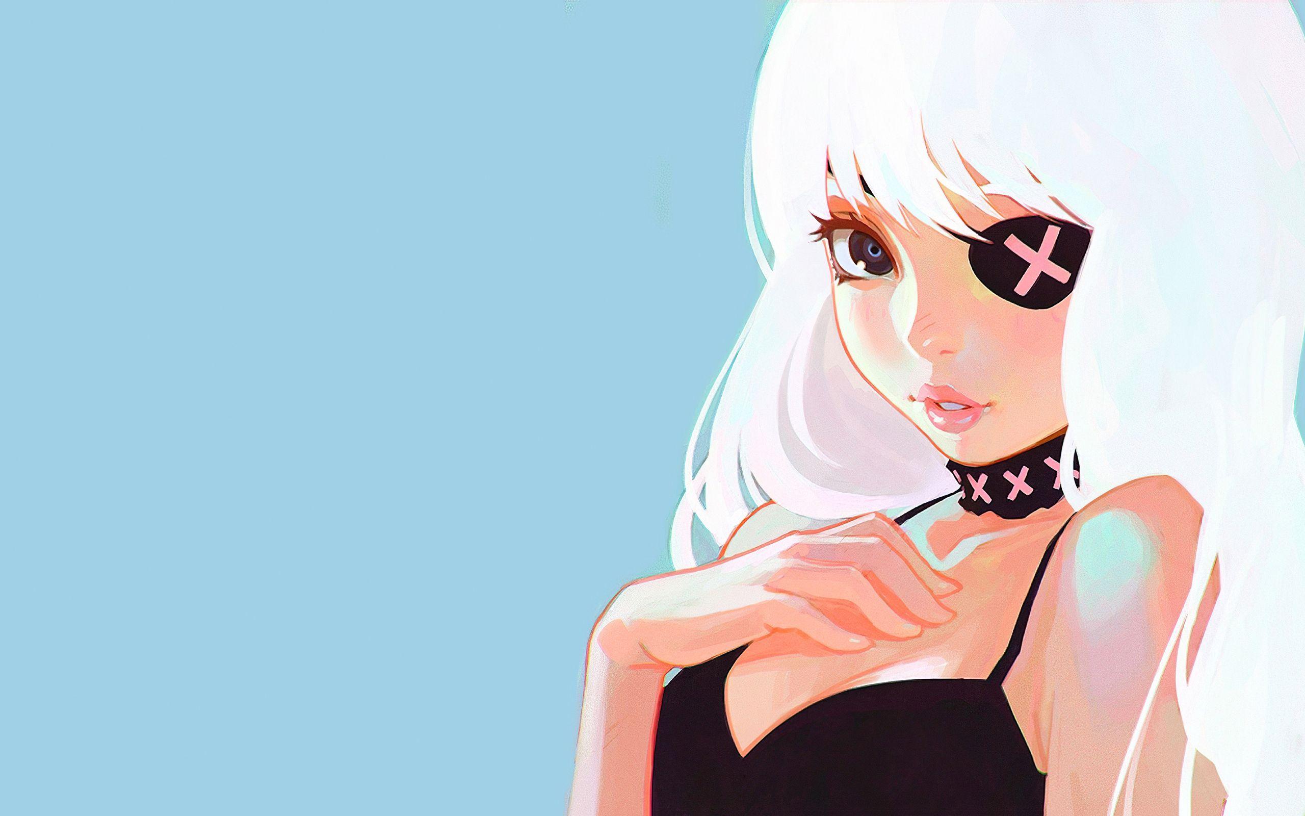 2560x1600 Eye Patch Anime Girl Illustration 4k 2560x1600
