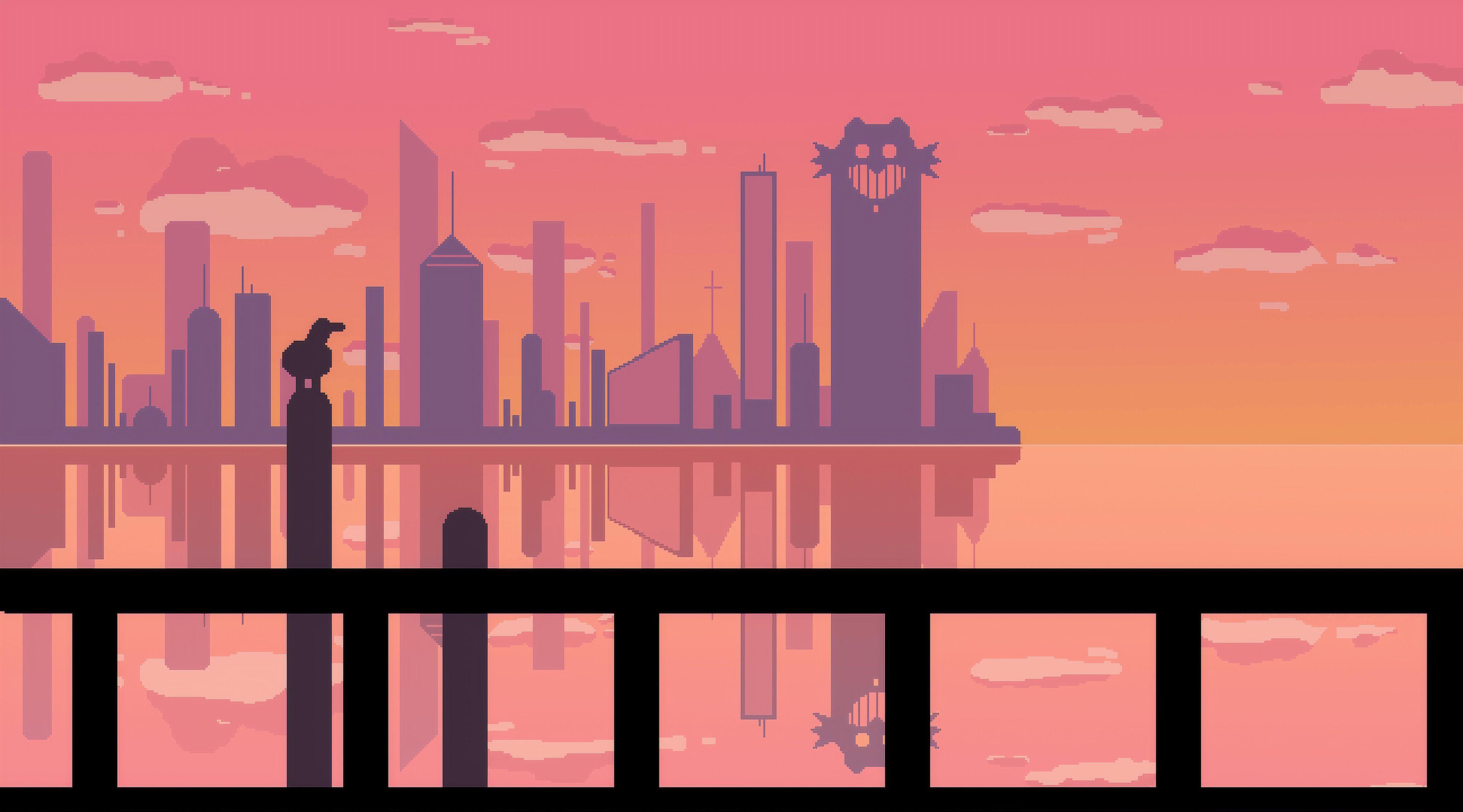 3840x2133 City Illustration Wallpaper