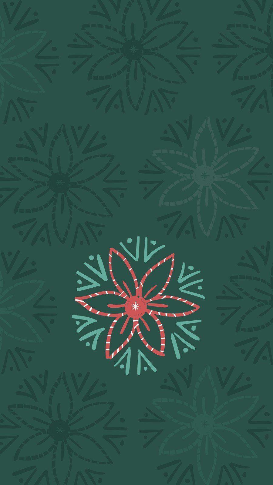 900x1600 Green and Red Flower Festive Flat Illustration Visual Phone