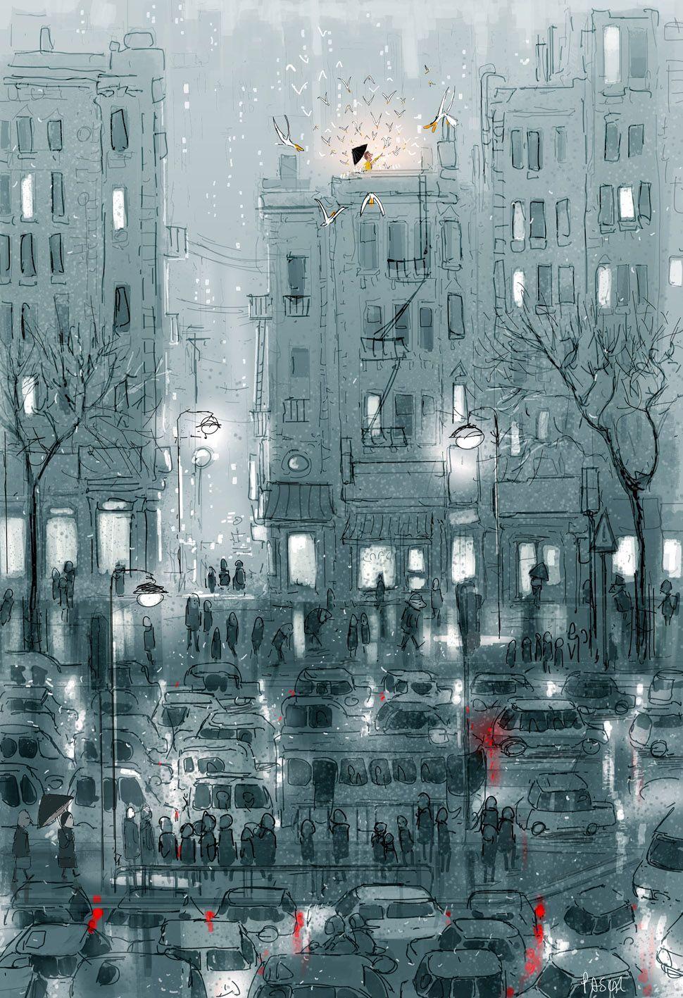 970x1417 Wednesday mood. #pascalcampion. Cityscape drawing, Art background