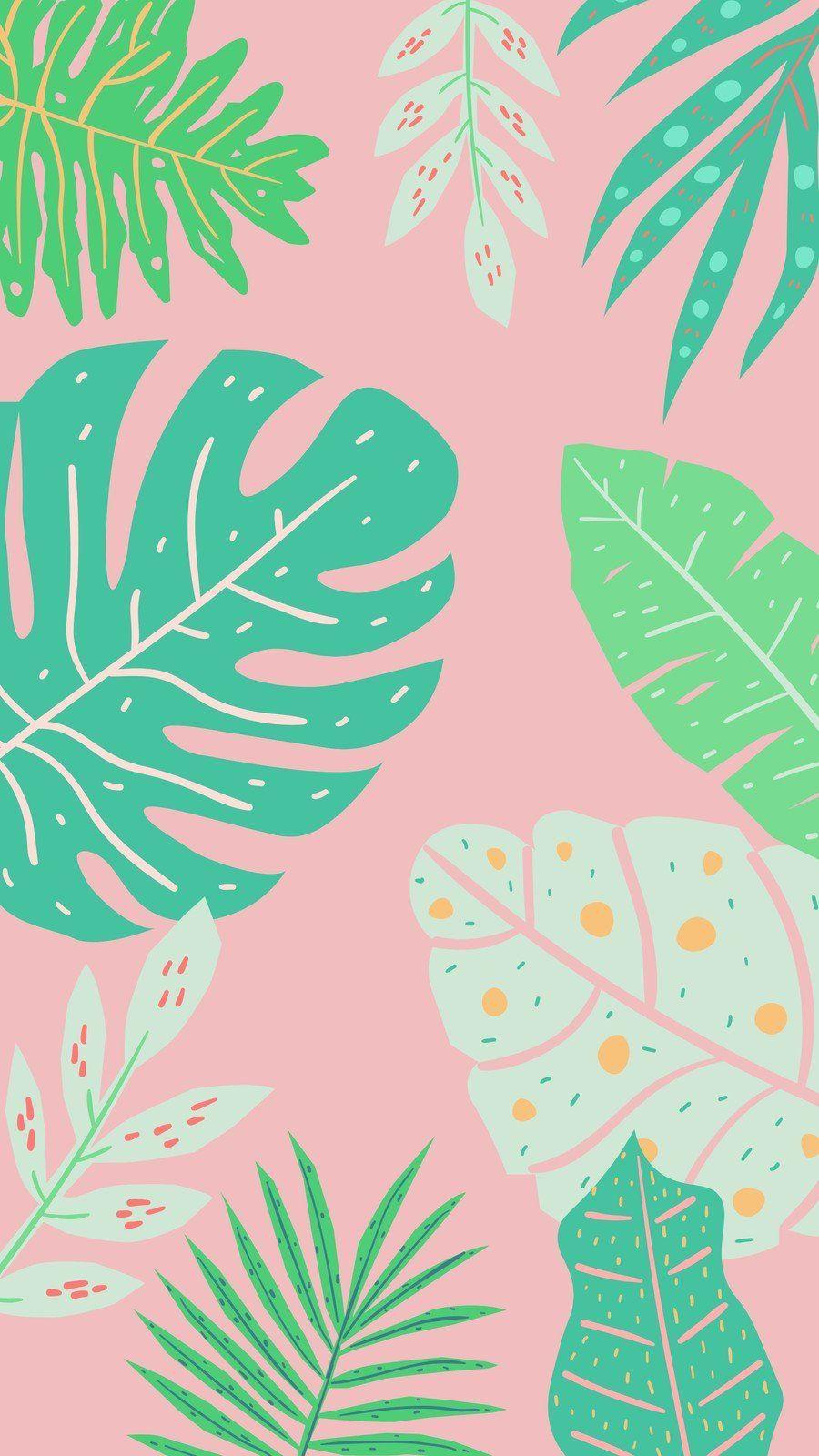 900x1600 Pink and Green Block Palms Phone Wallpaper