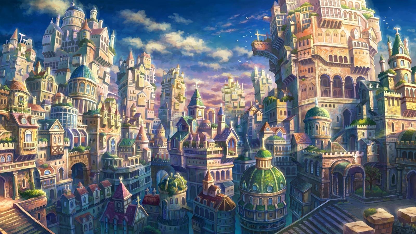 1600x900 City Illustration Wallpaper