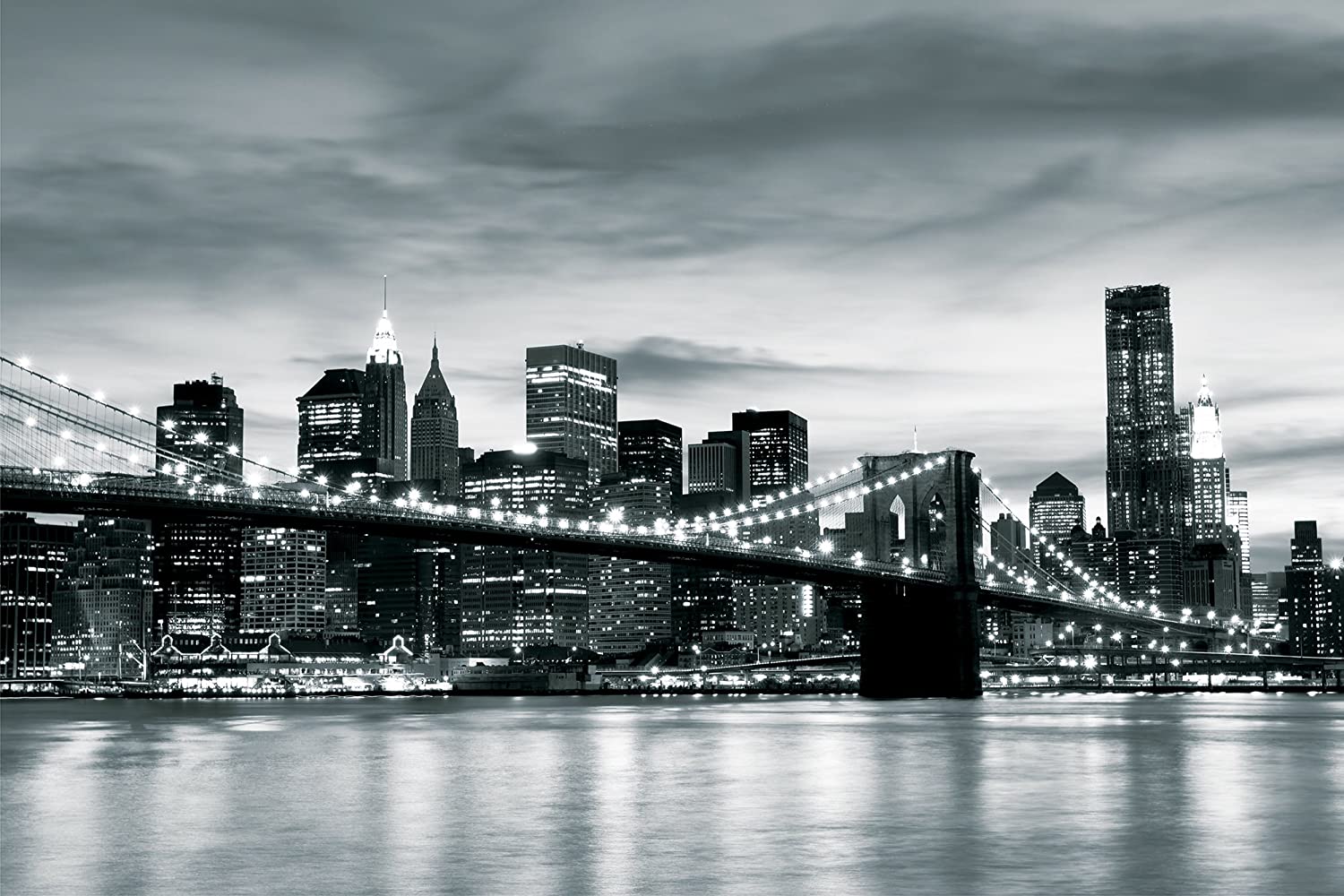 1500x1000 Brooklyn Bridge New York Black & White Contrast Wallpaper Mural