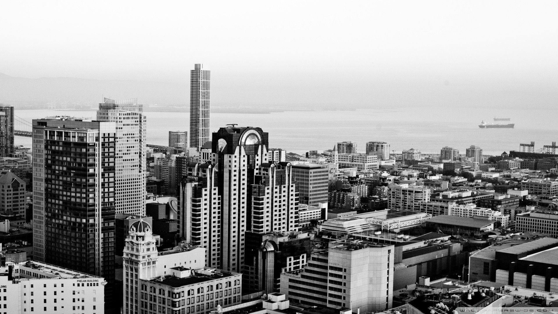 1920x1080 High Definition Wallpaper wallpaper: Black And White Cityscape
