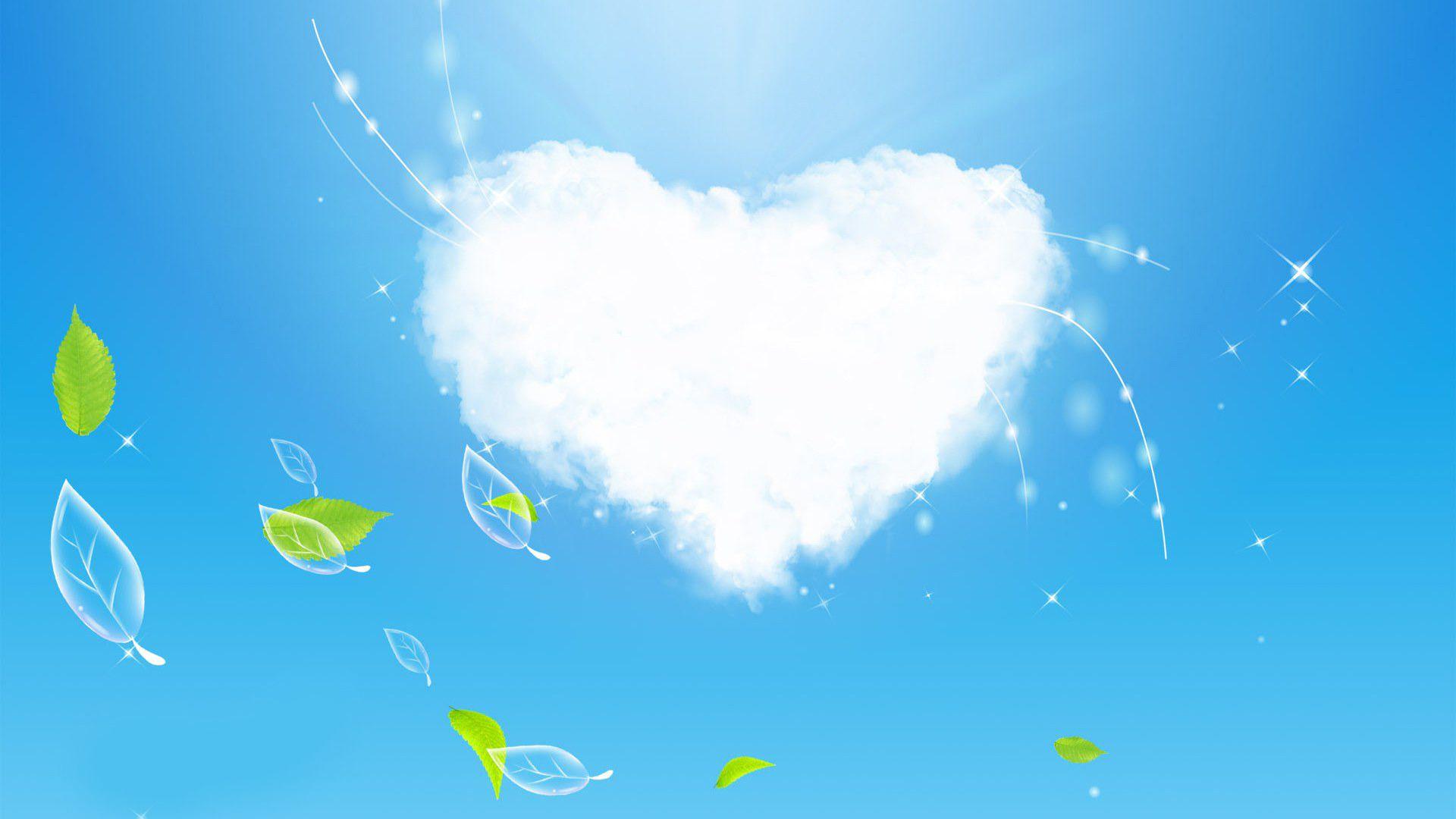 1920x1080 Cloud Wallpaper Green Heart Cloud