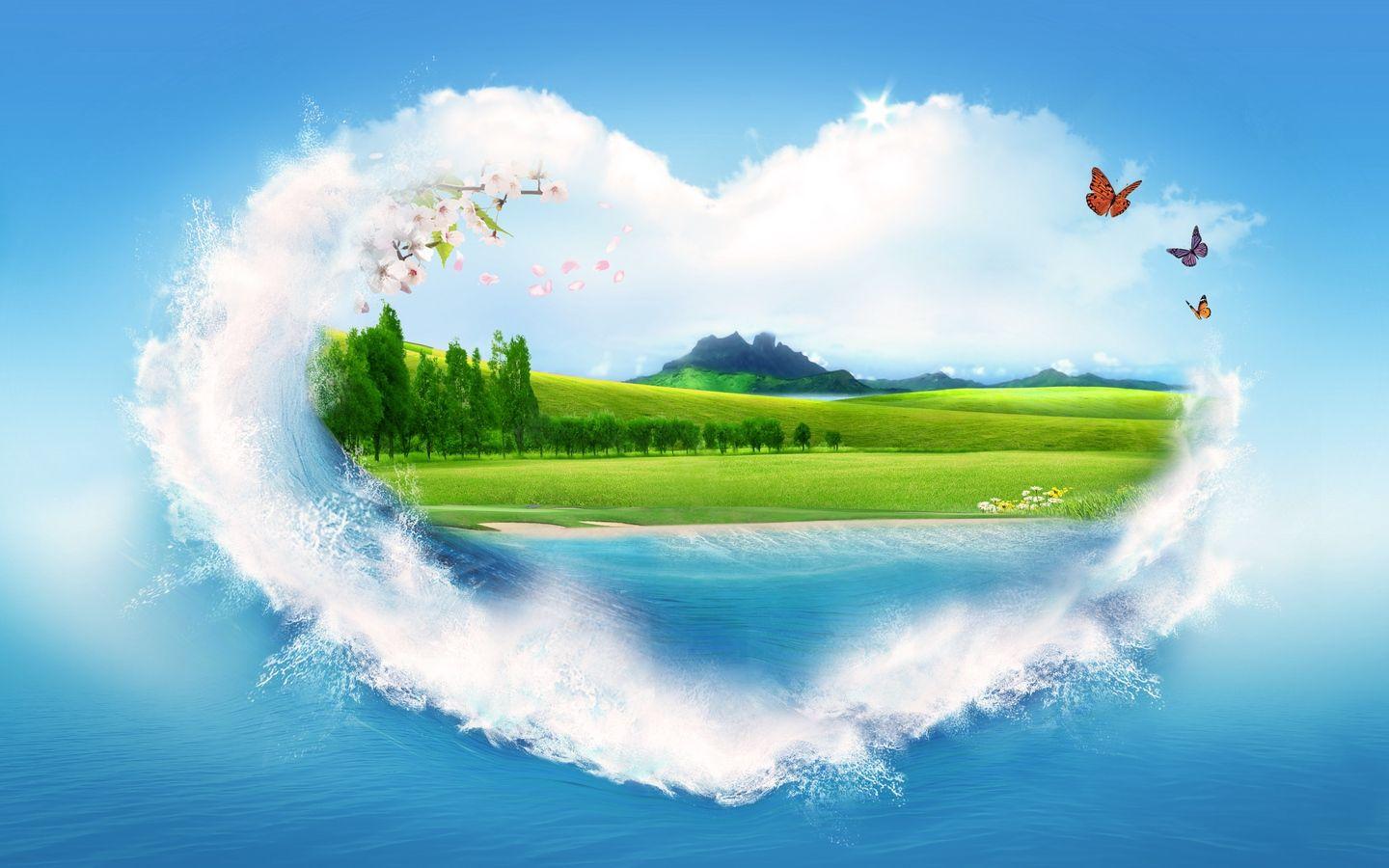 1440x900 Download wallpaper 1440x900 nature, pattern, clouds, summer, heart