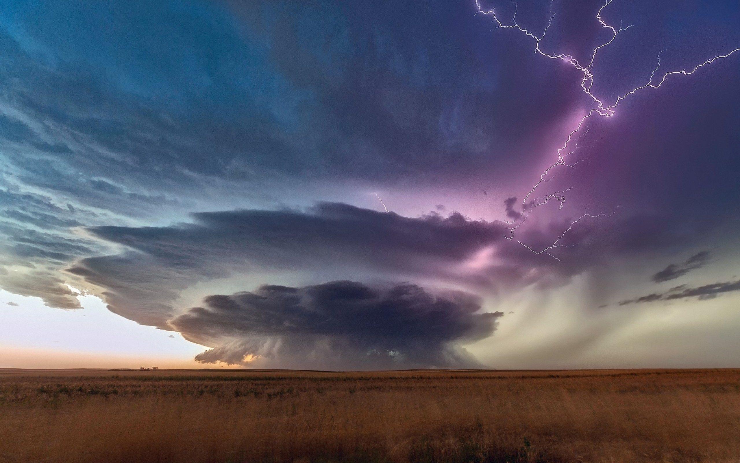 2560x1600 Lightning Landscape Nature Storm clouds rain thunder wallpaperx1600