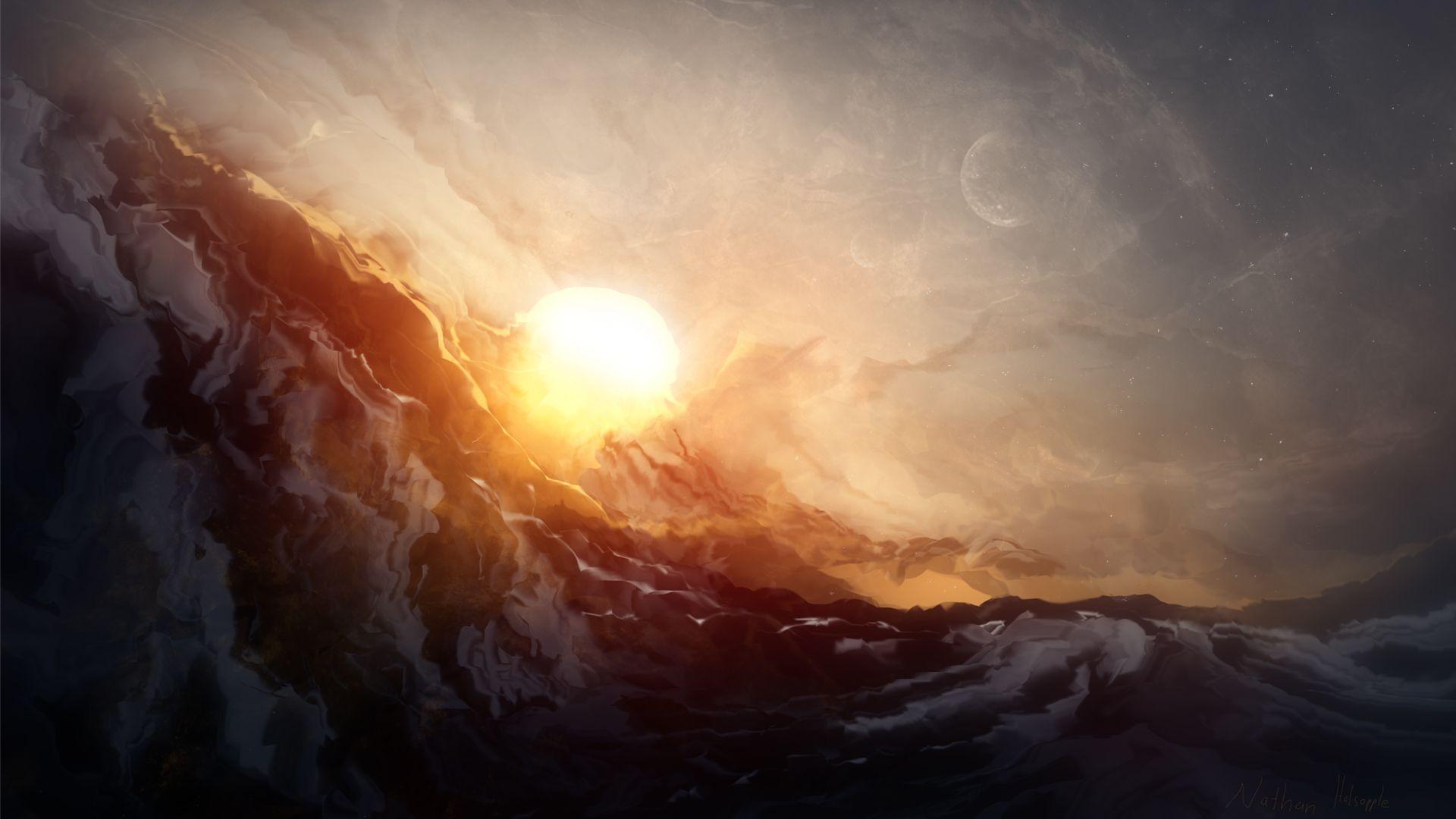 1920x1080 Free download wallpaper bright light digital illustration